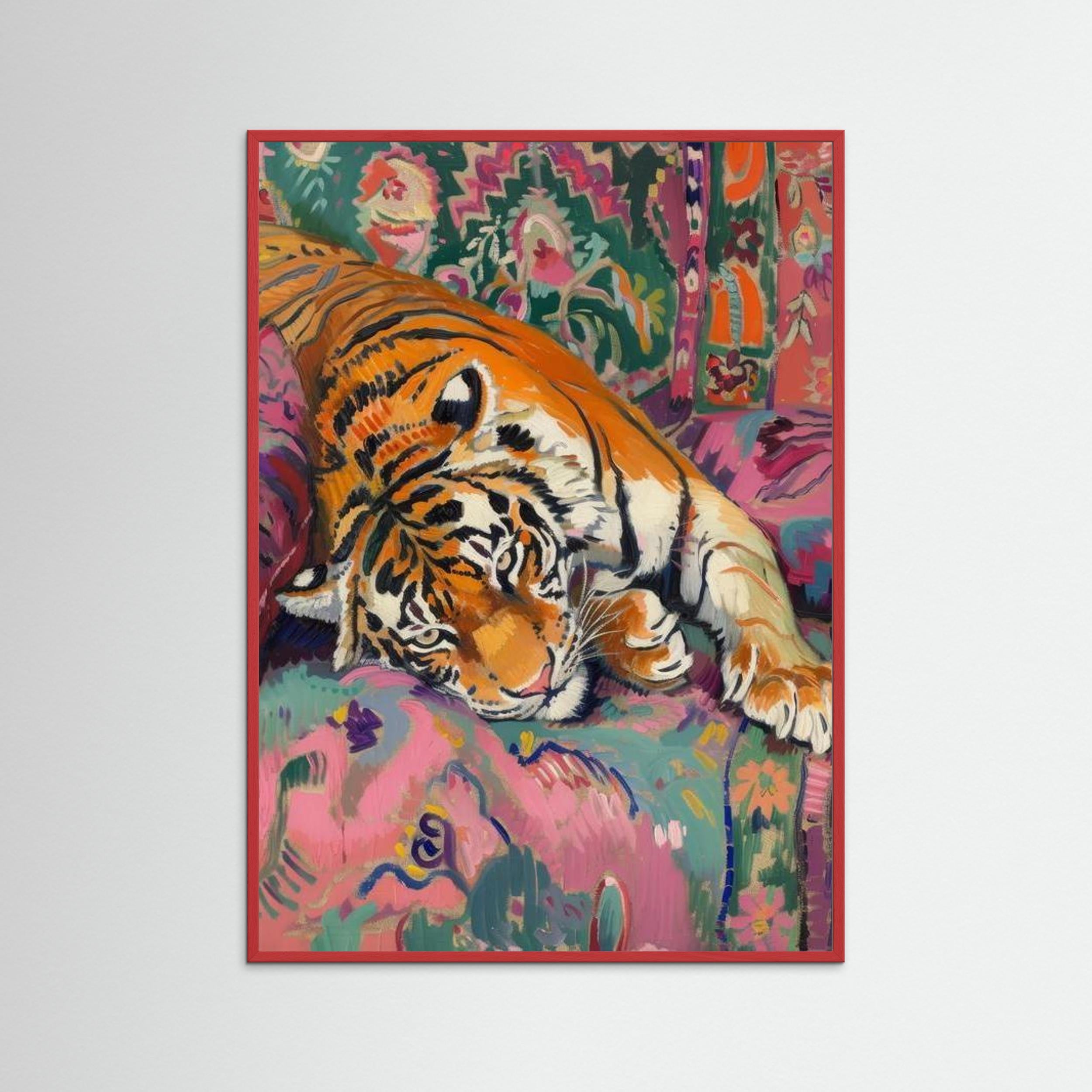Tiger Lay By The Frame Gain Fine Art Paper 