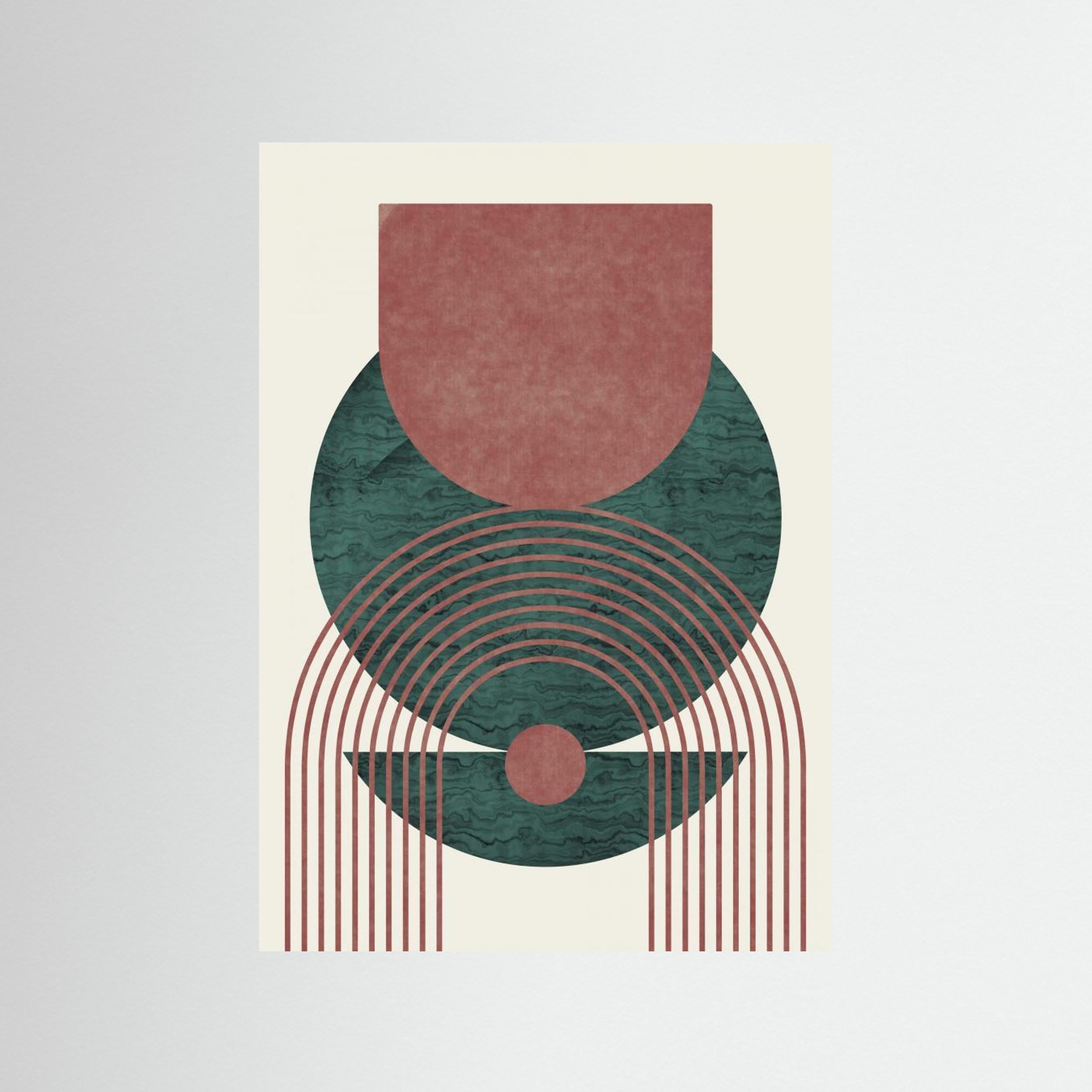 Aquamarine Marble Geometric Design by Little Dean Fine Art Paper