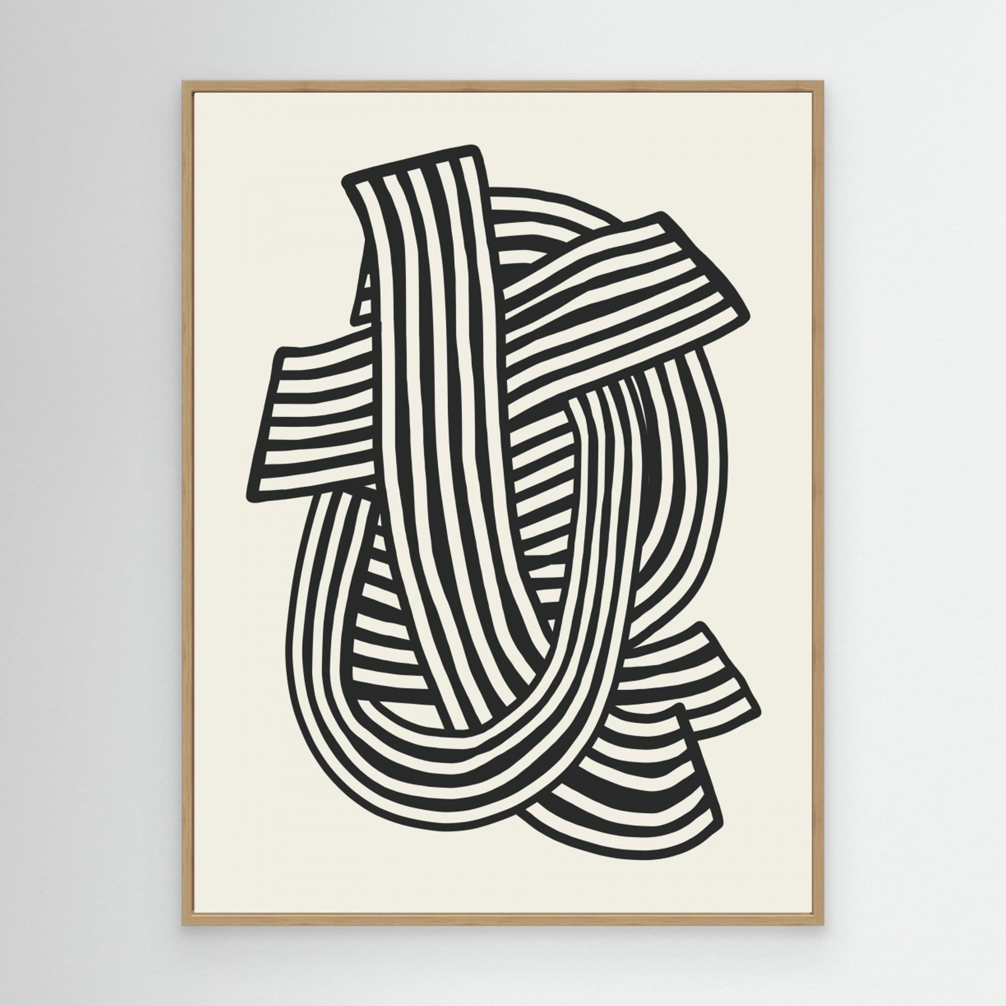 Striped Abstract In Black by Little Dean Canvas