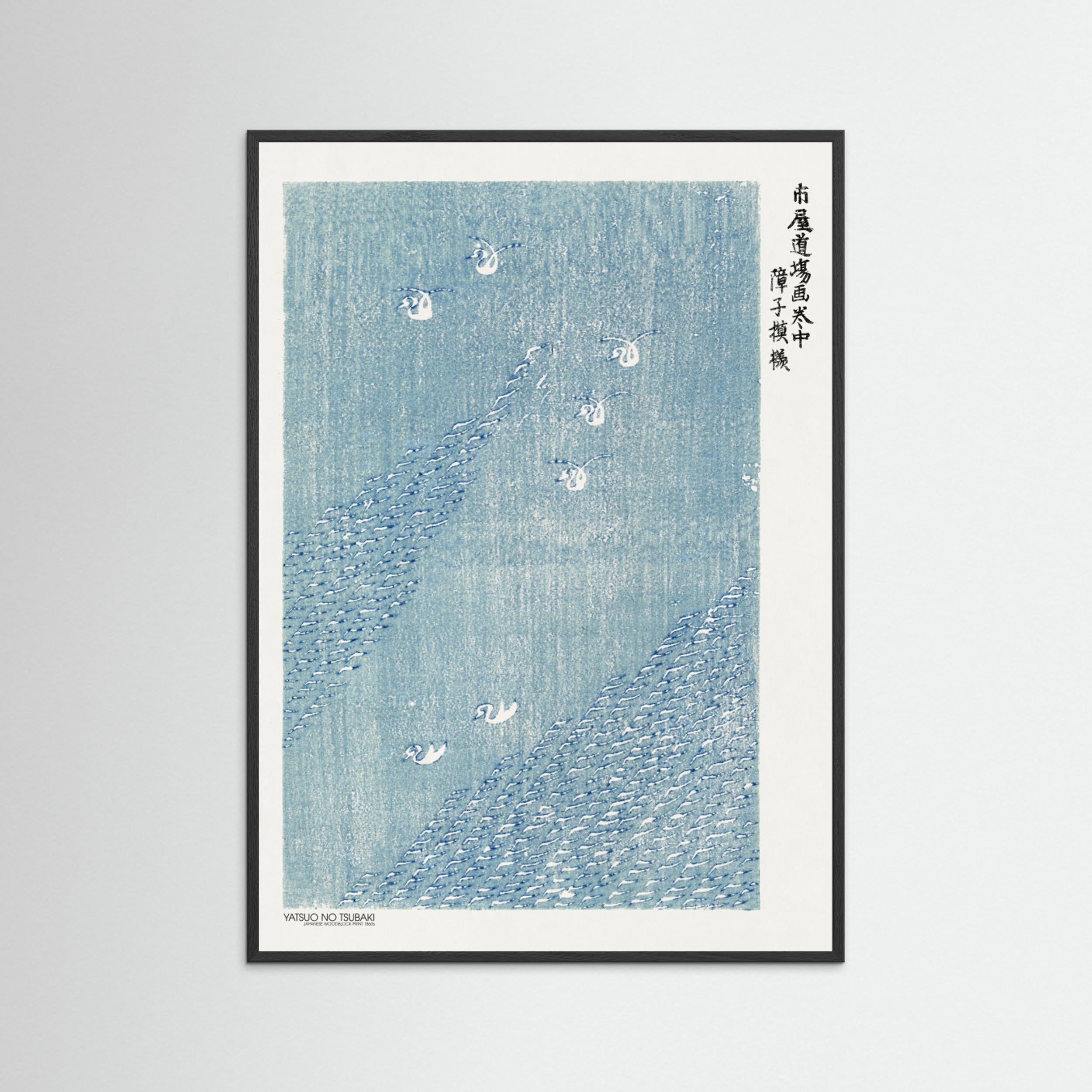 Woodblock Print Blue Fine Art Paper 