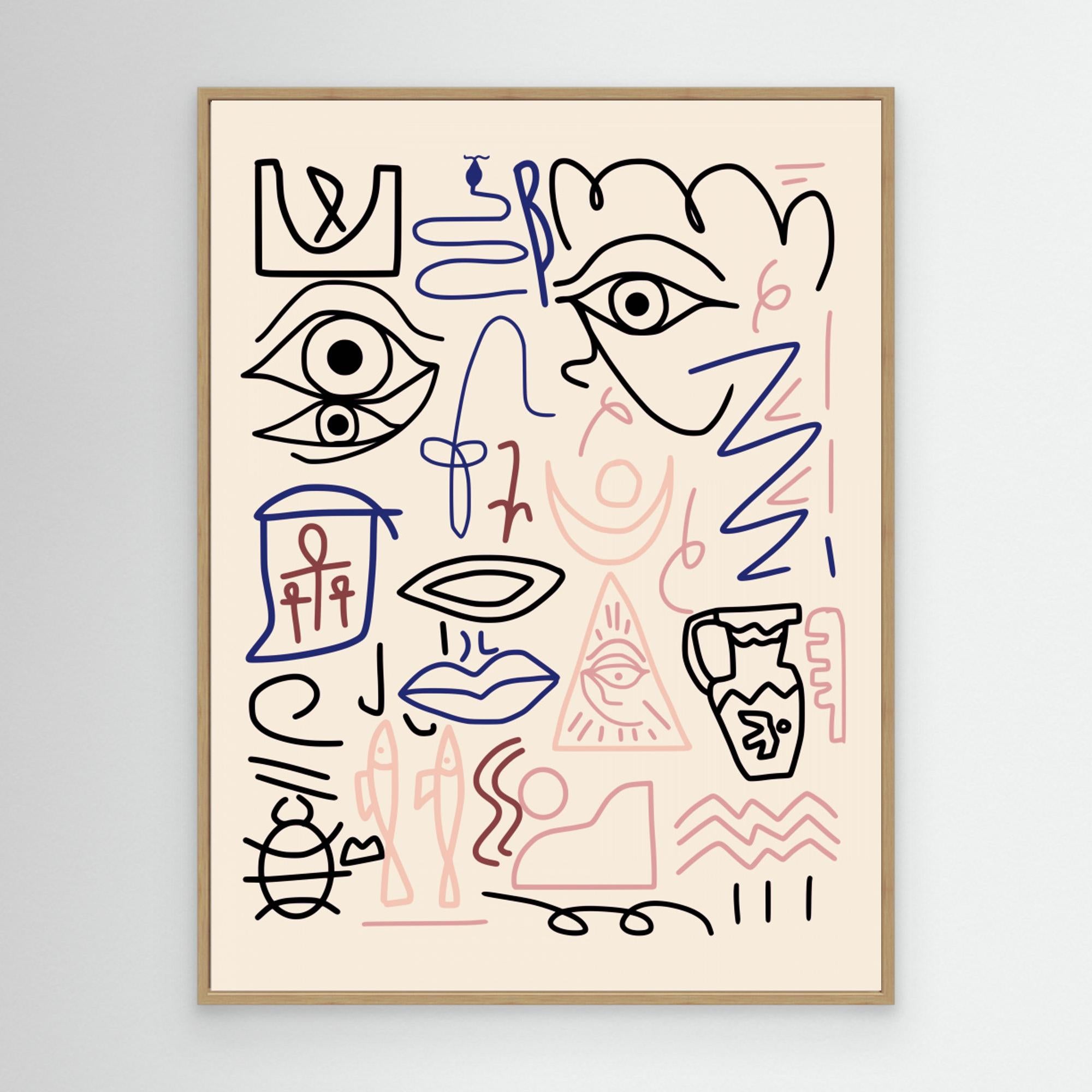 Line Art Cave Drawing by Little Dean Canvas