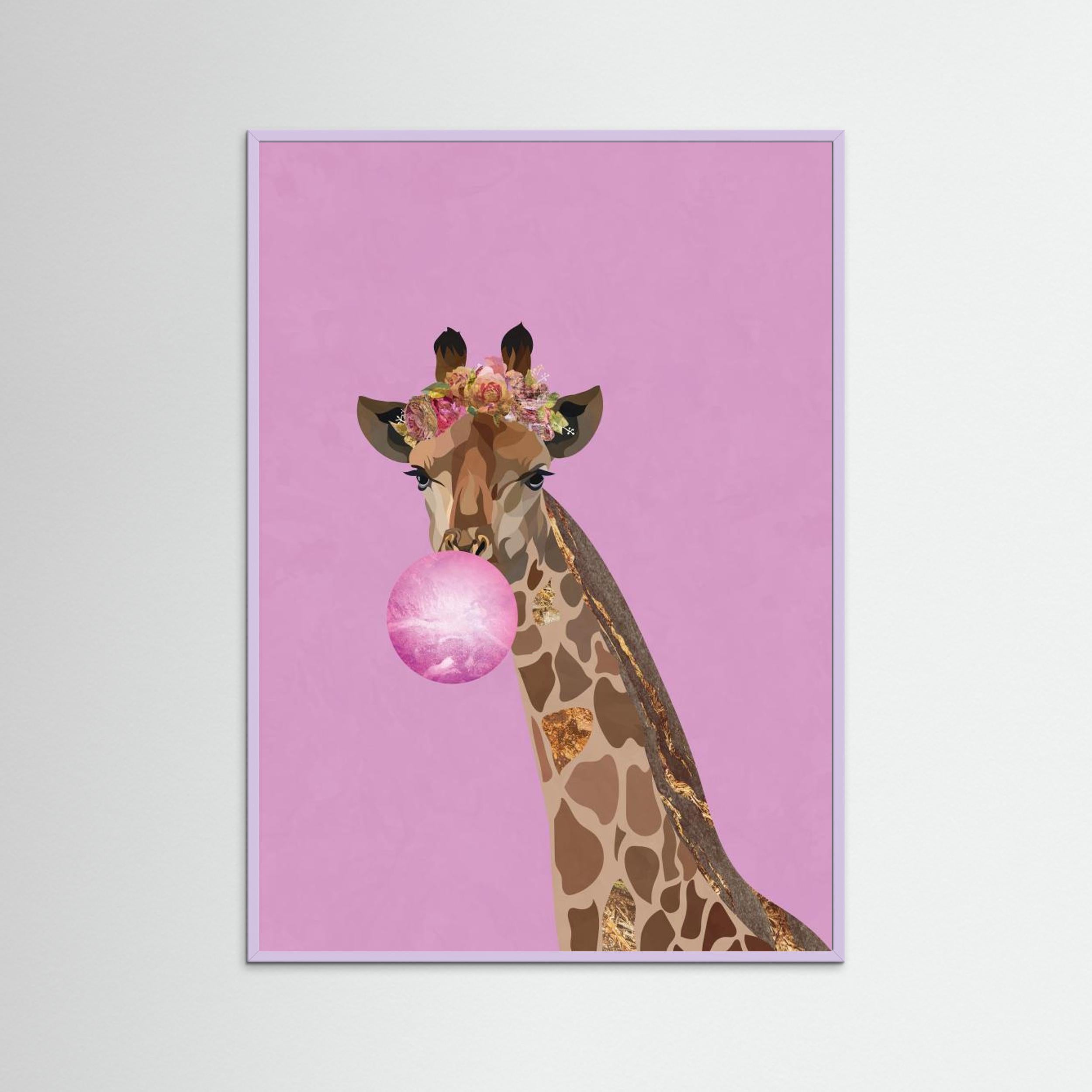 Giraffe pink bubblegum by Sarah Manovski Fine Art Paper