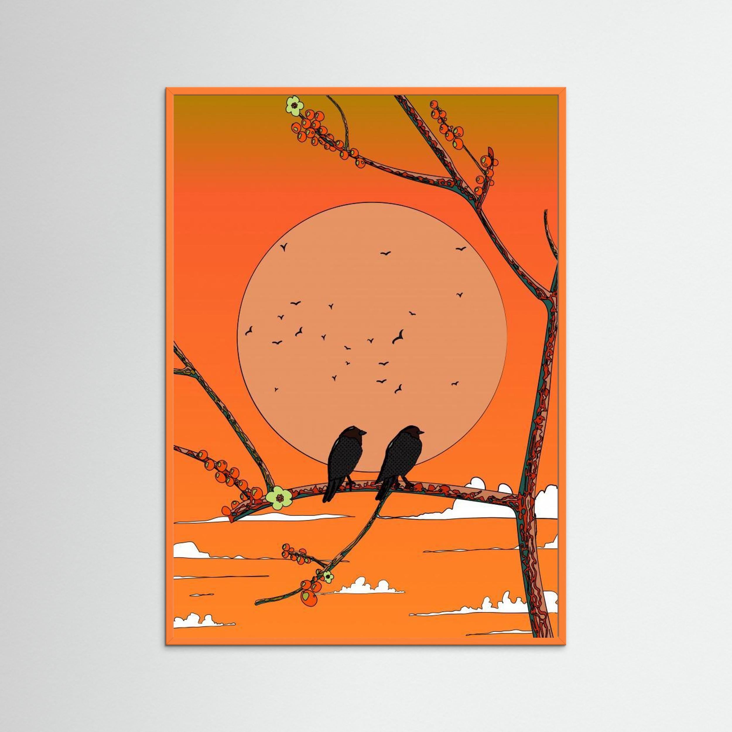 Birds in the sunset by NicholasFine Art Paper 