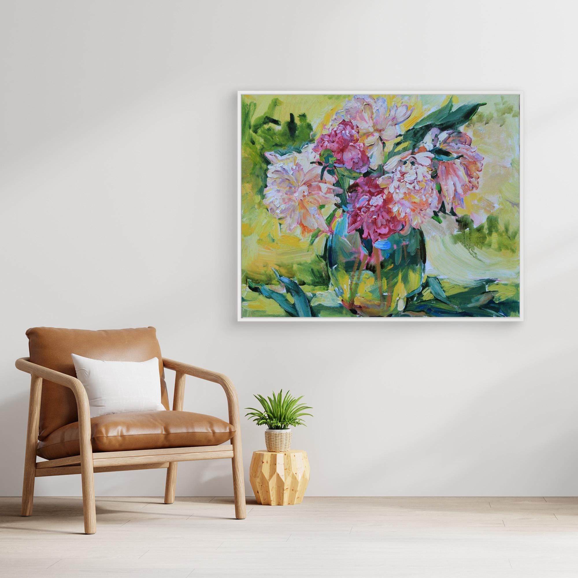 Peonies in a vase by Andrii Kutsachenkov Canvas