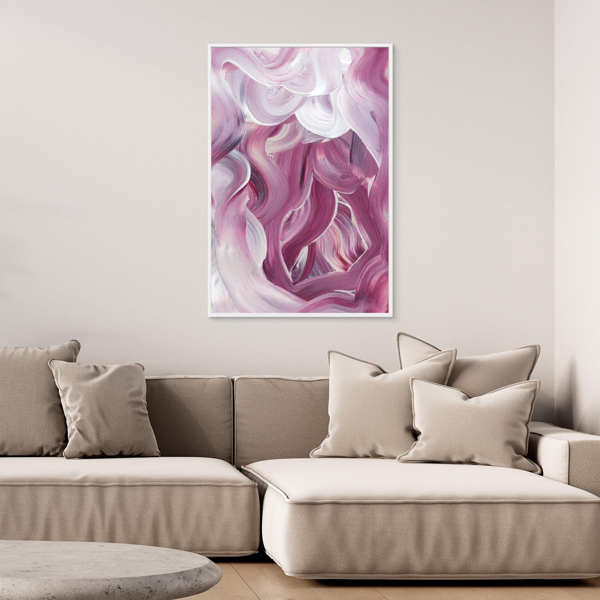 Expressive Pink and White Brushstrokes by Uplusmestudio