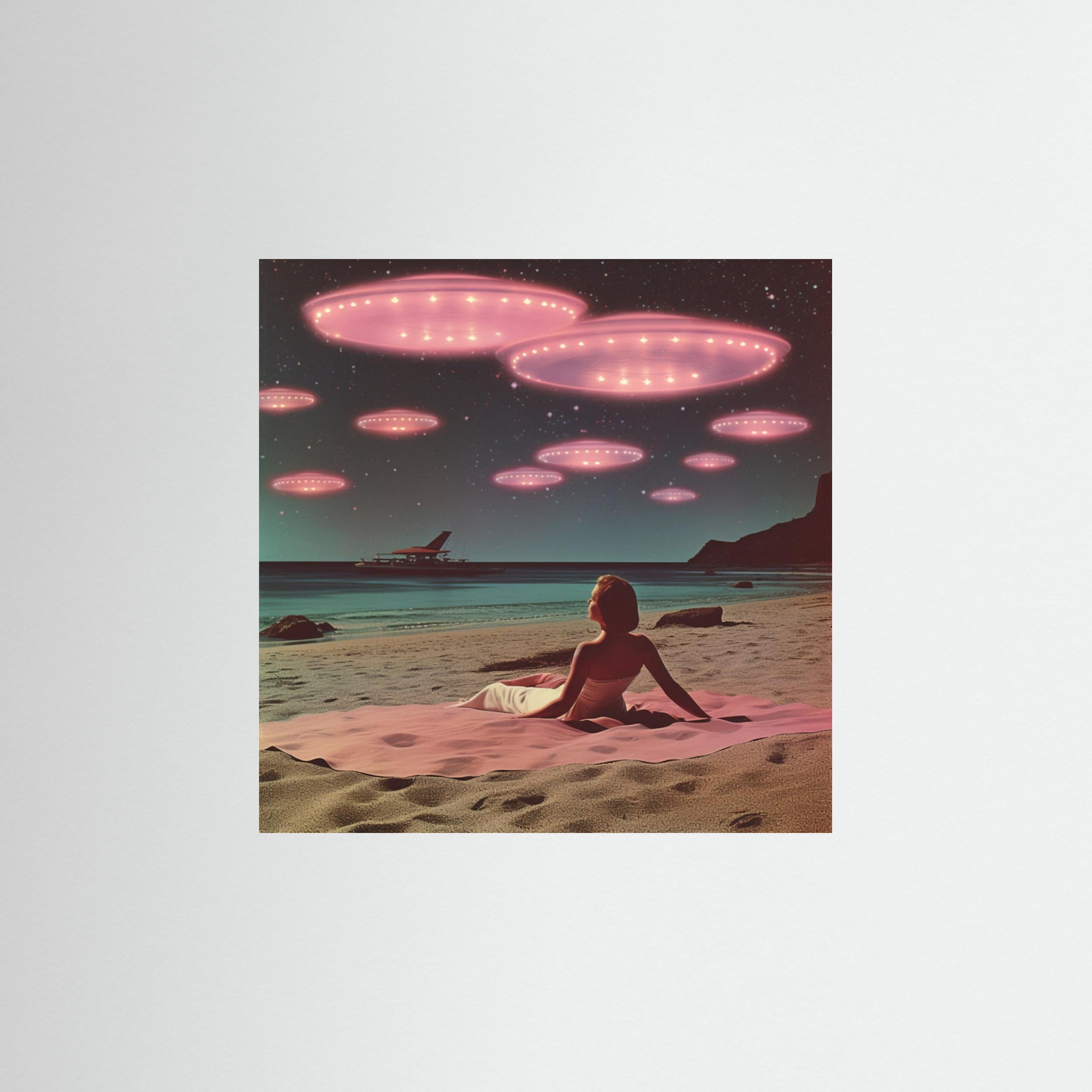 Alien Beach At Night Collage Art by Samantha Hearn Fine Art Paper 