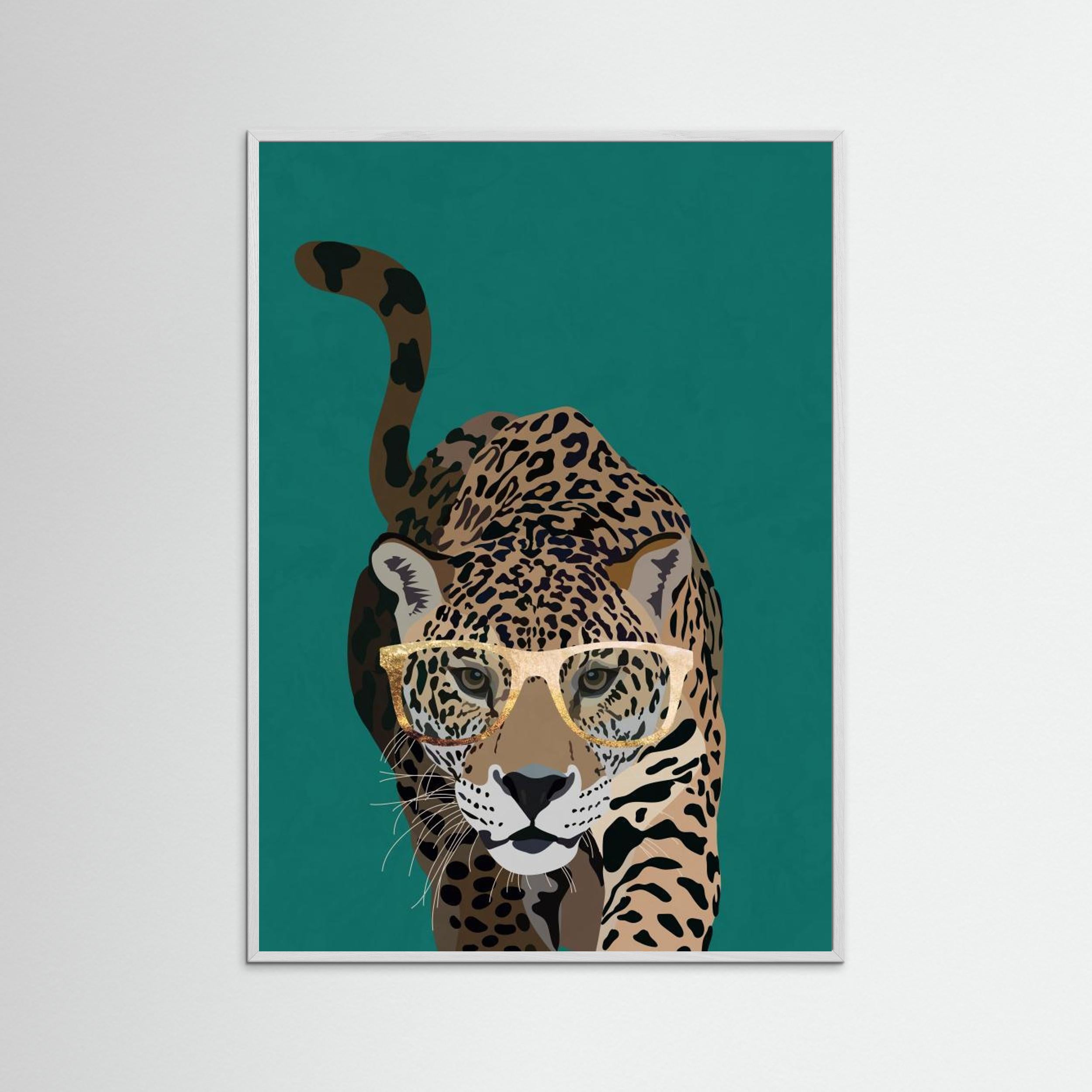 Curious green leopard by Sarah Manovski Fine Art Paper