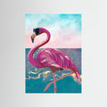 Flamingo goes to the beach by Sarah Manovski Fine Art Paper