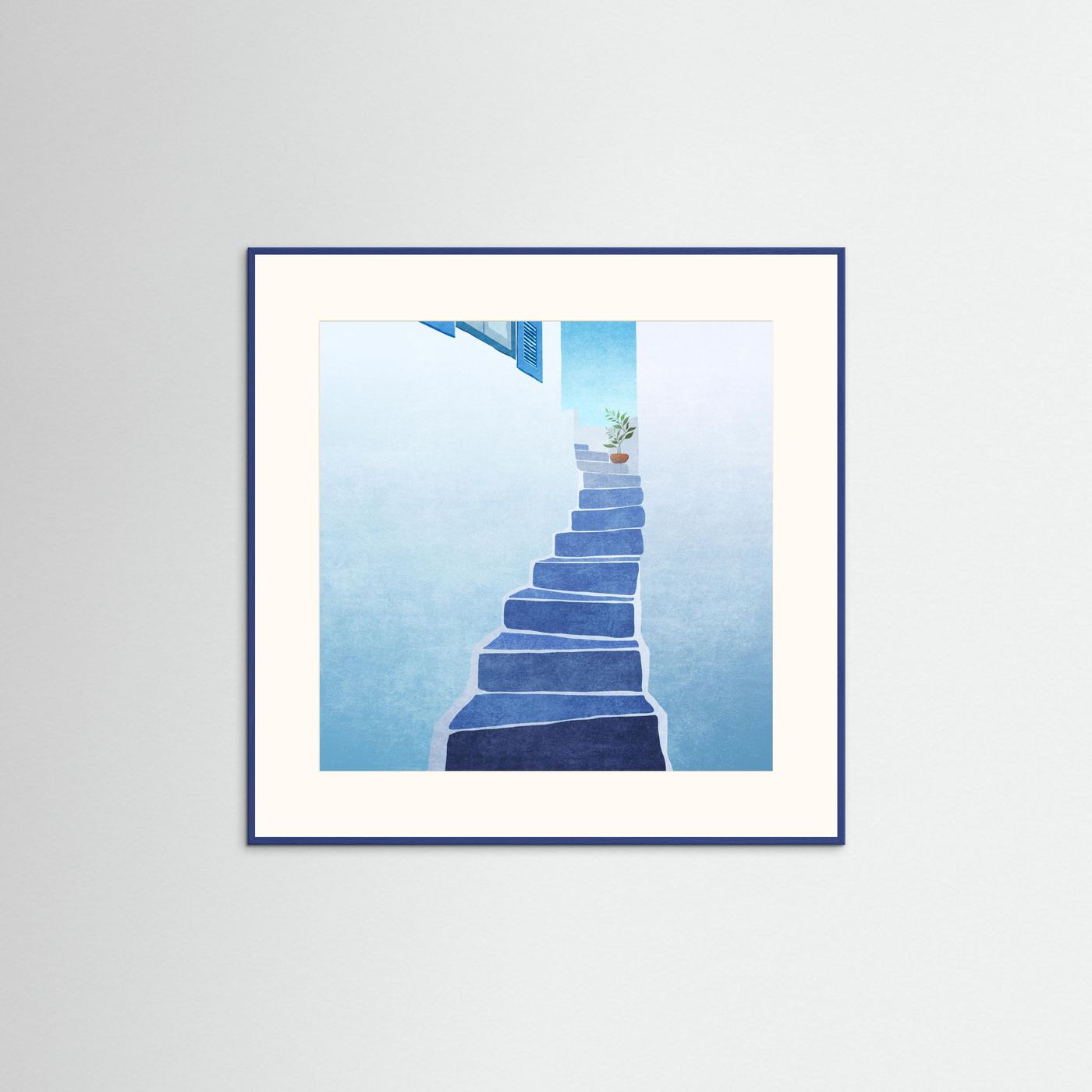 Greece Stairs by Emel Tunaboylu Fine Art Paper