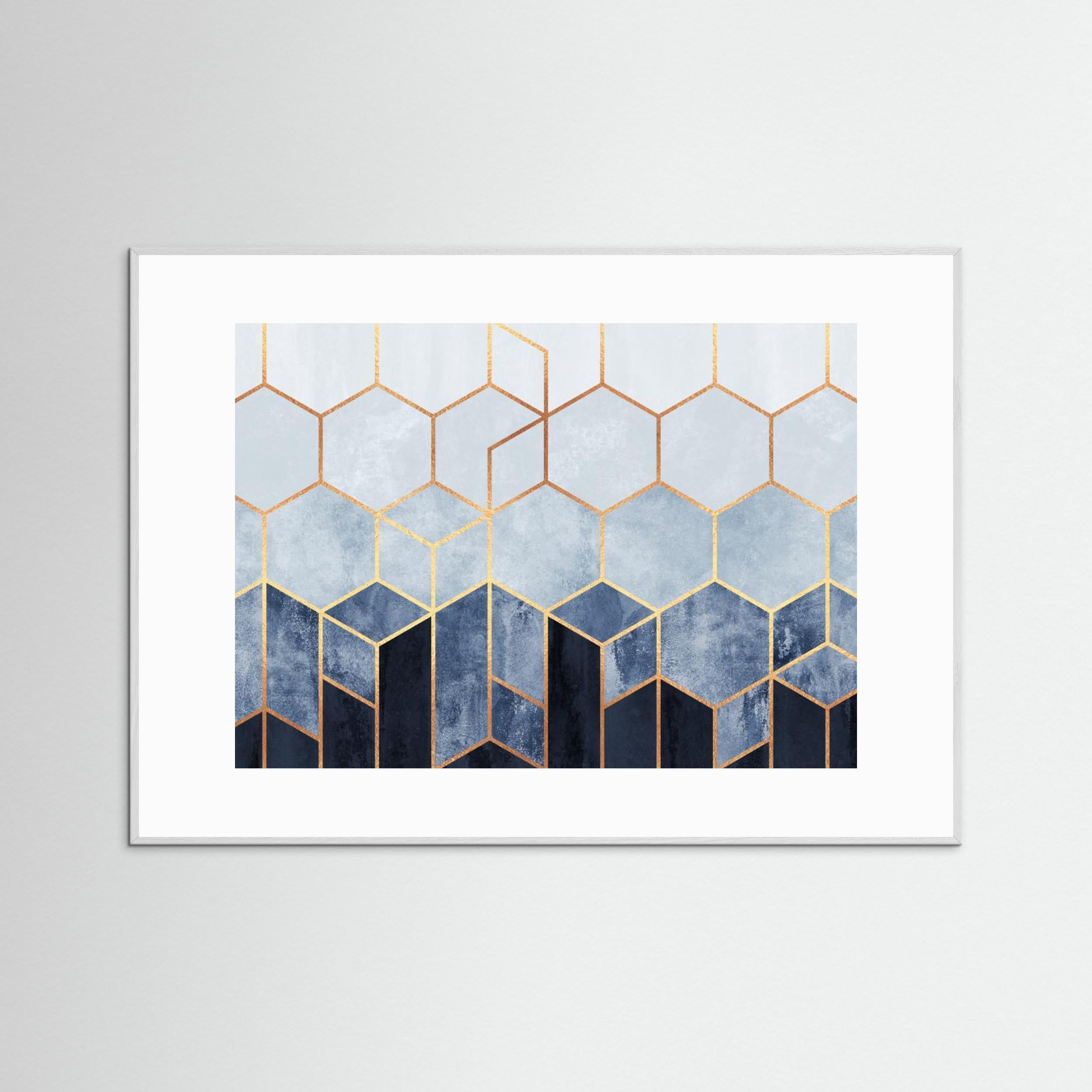 Soft Blue Hexagons by Elisabeth Fredriksson Fine Art Paper