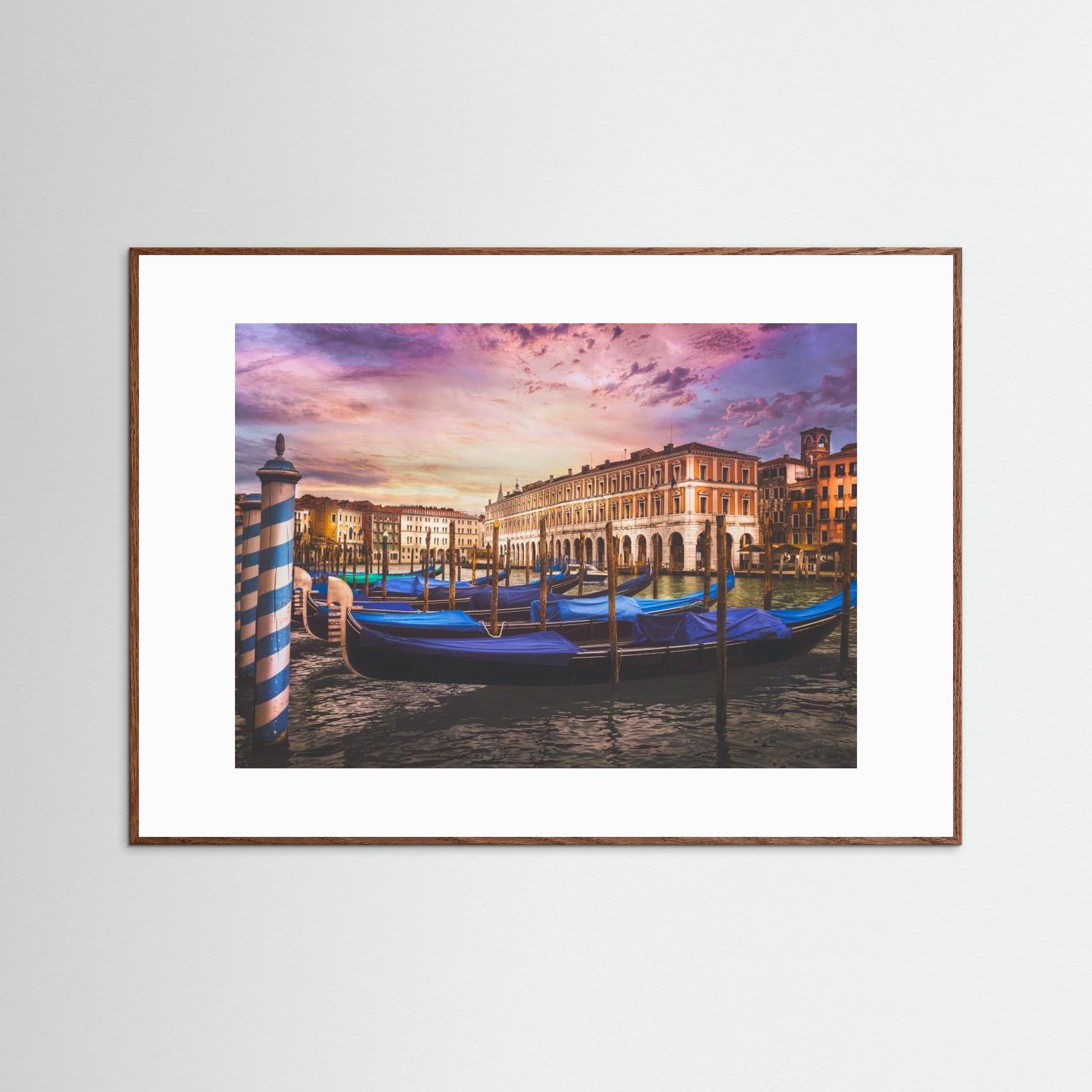 Gondolas of the Grand Canal by Miary Andria Fine Art Paper
