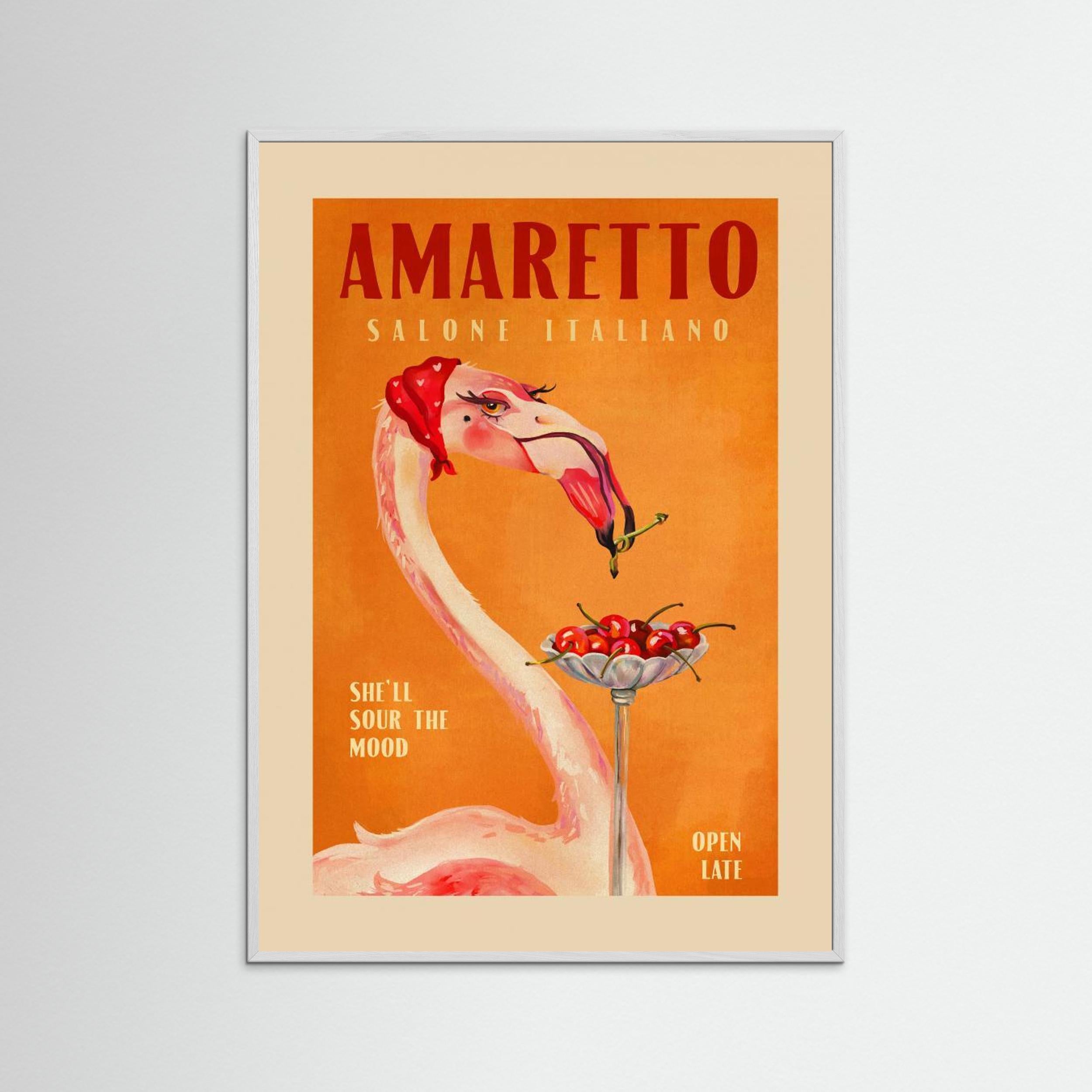 Amaretto Flamingo Art Deco Italian Cafe Travel A Fine Art Paper  by The Whiskey Ginger