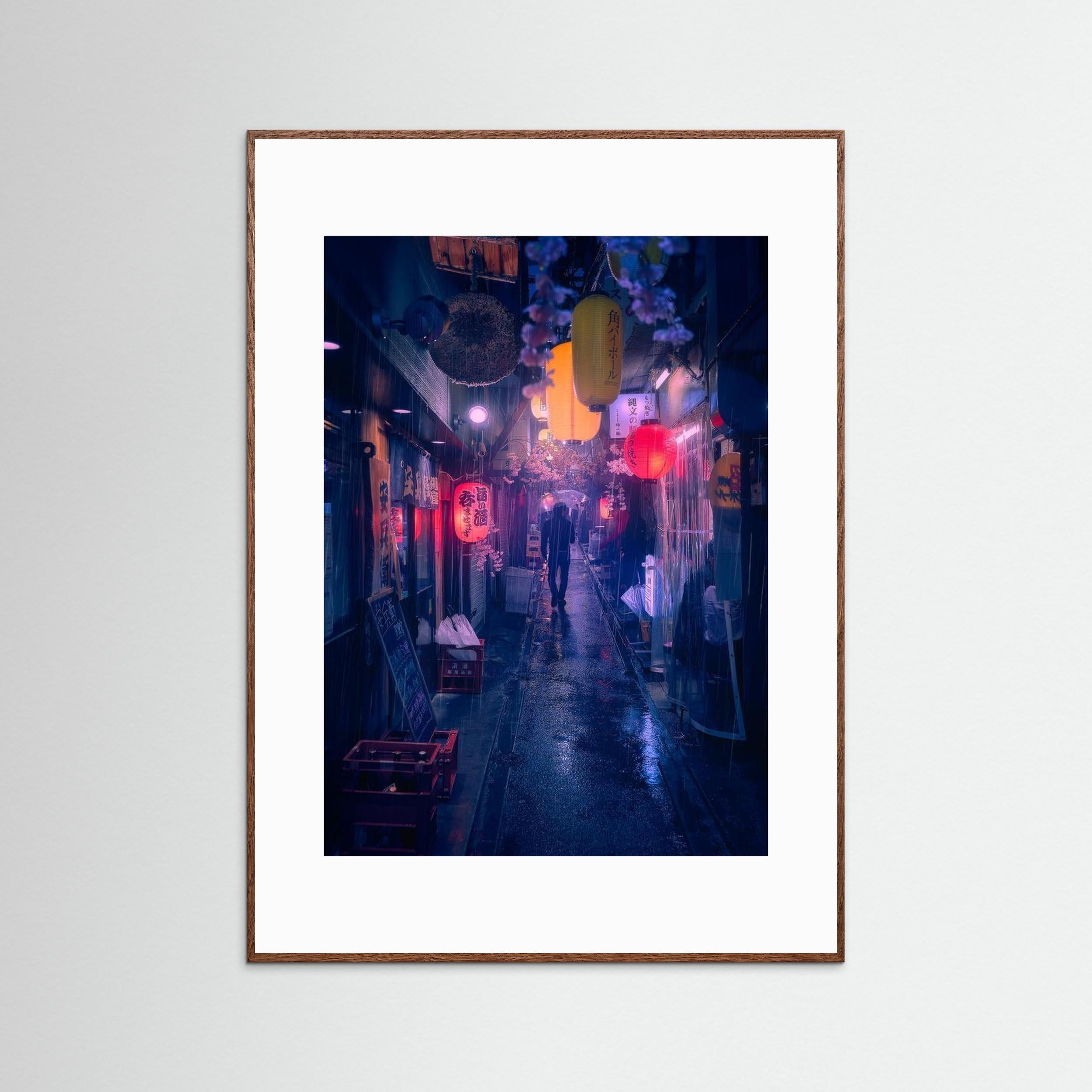 Tokyo Blue Rain by Javier De La Torre Fine Art Paper