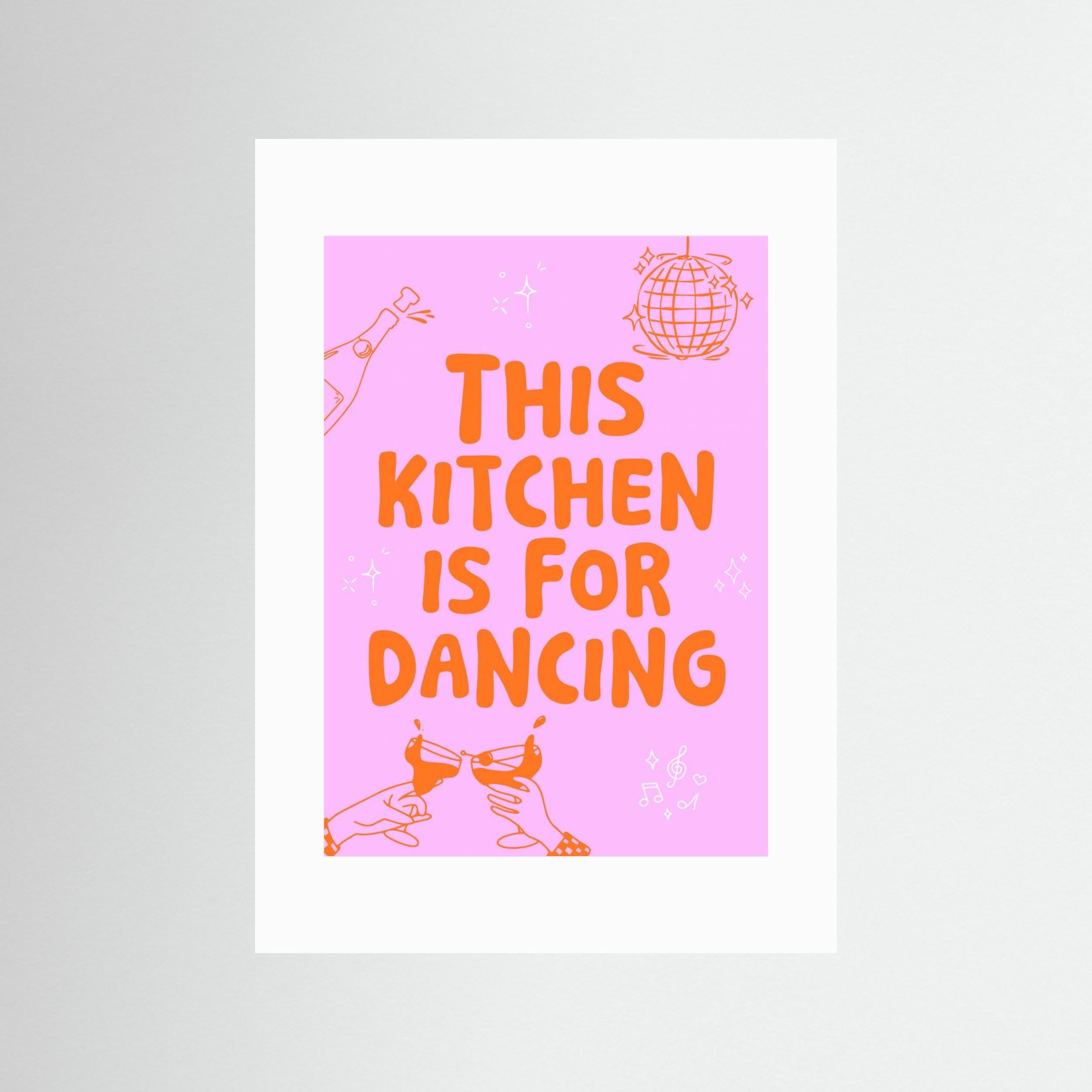 This kitchen is for dancing - pink/orange by Ohkimiko Fine Art Paper 