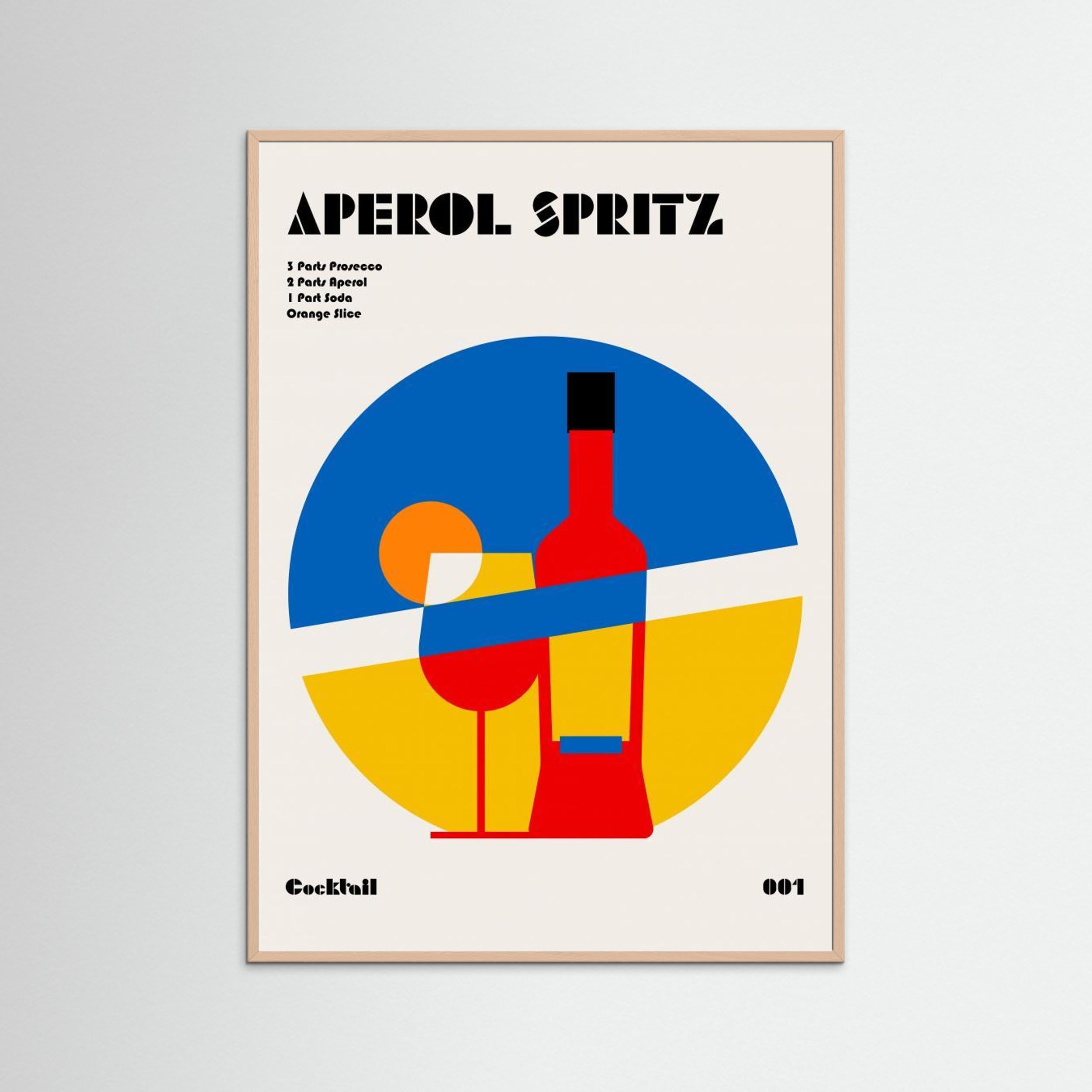 Aperol Spritz Cocktail Bauhaus Art Print by Retrodrome