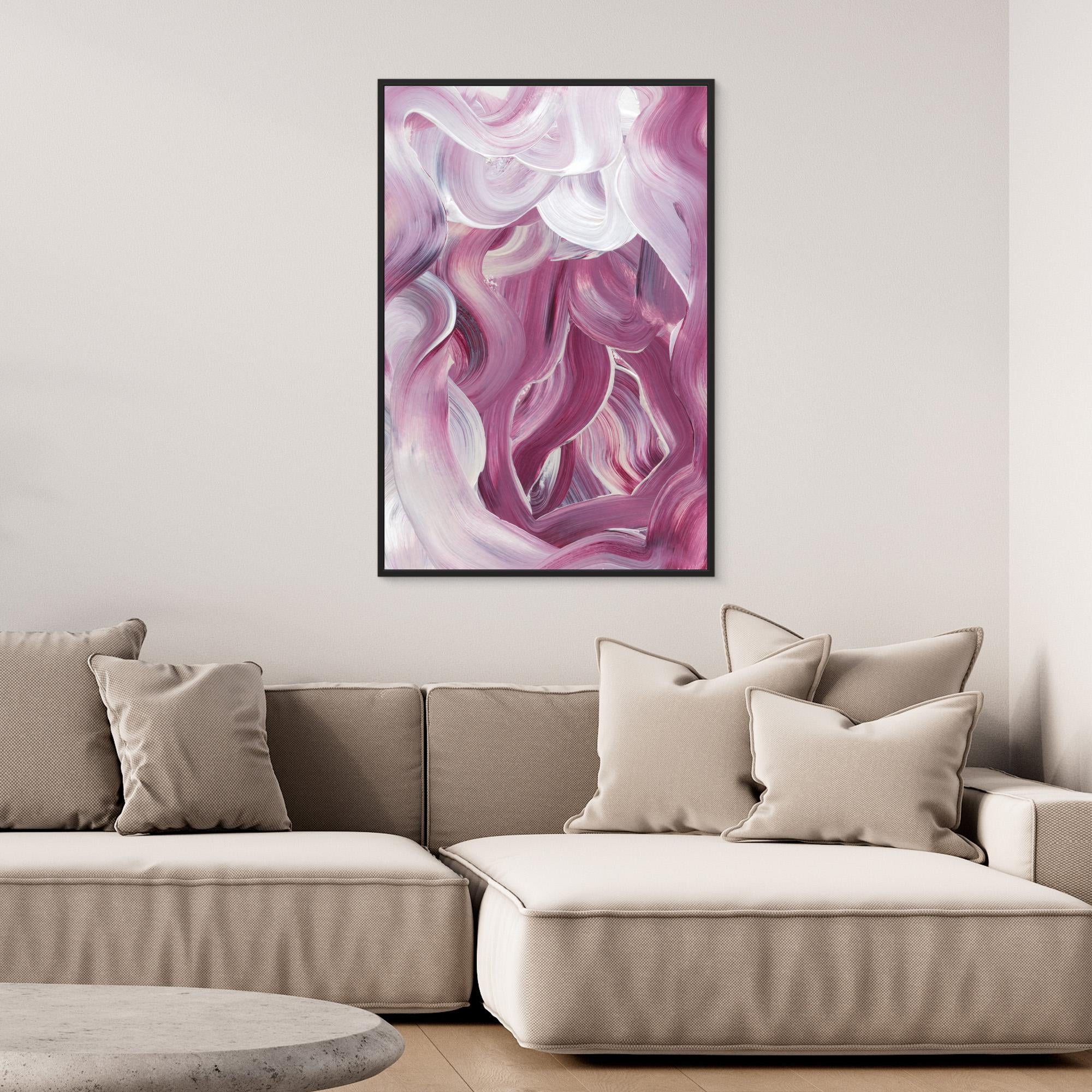 Expressive Pink and White Brushstrokes by Uplusmestudio