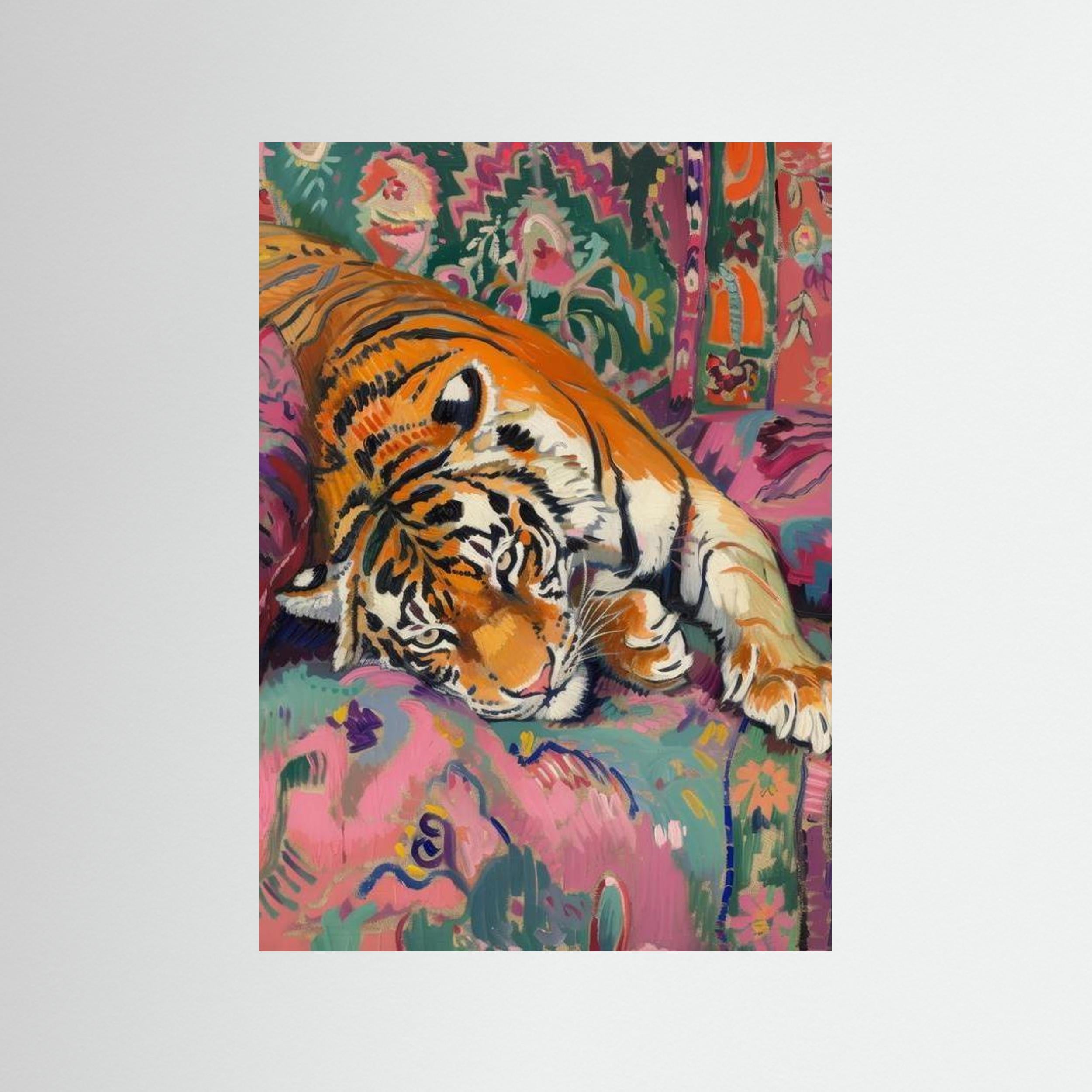Tiger Lay By The Frame Gain Fine Art Paper 