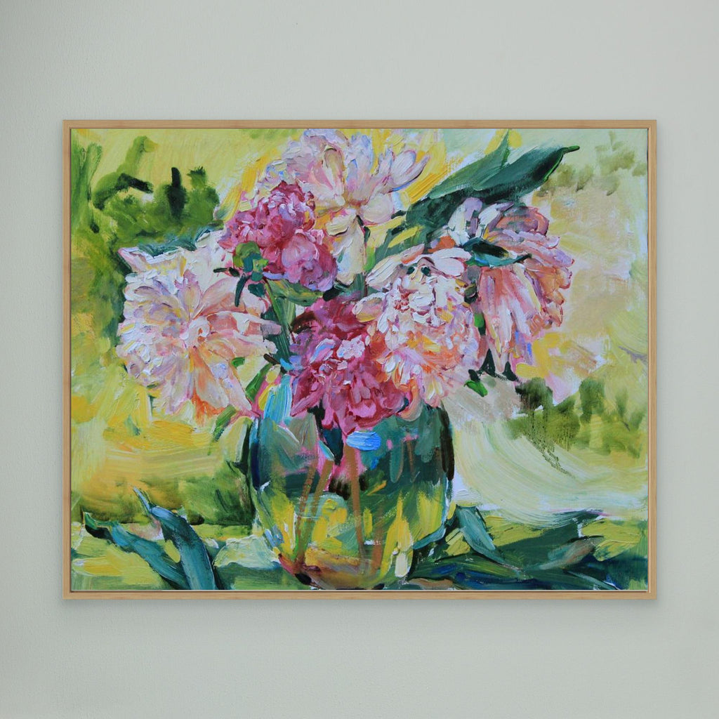 Peonies in a vase by Andrii Kutsachenko Canvas