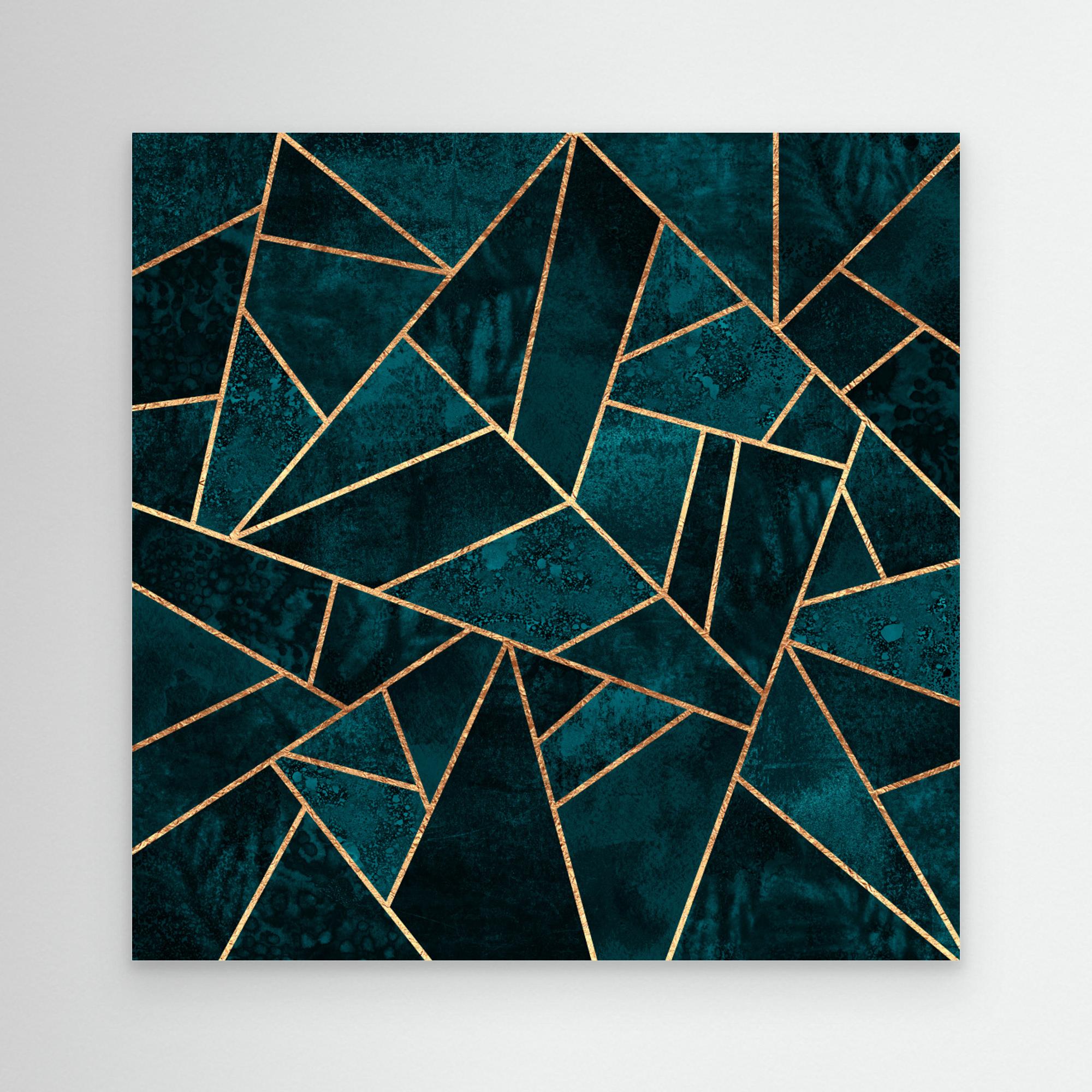 Deep Teal Stone by Elisabeth Fredriksson Canvas