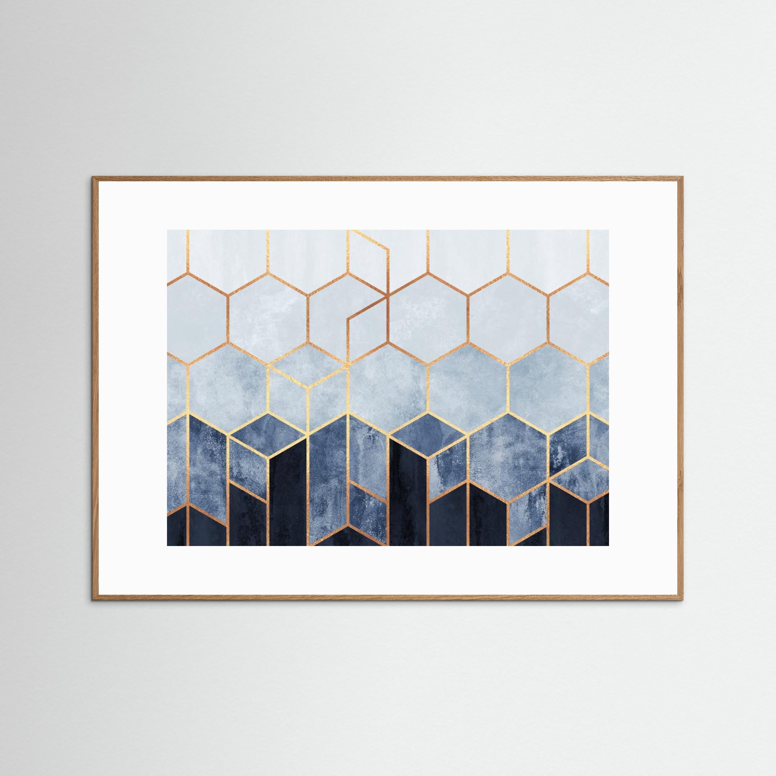 Soft Blue Hexagons by Elisabeth Fredriksson Fine Art Paper