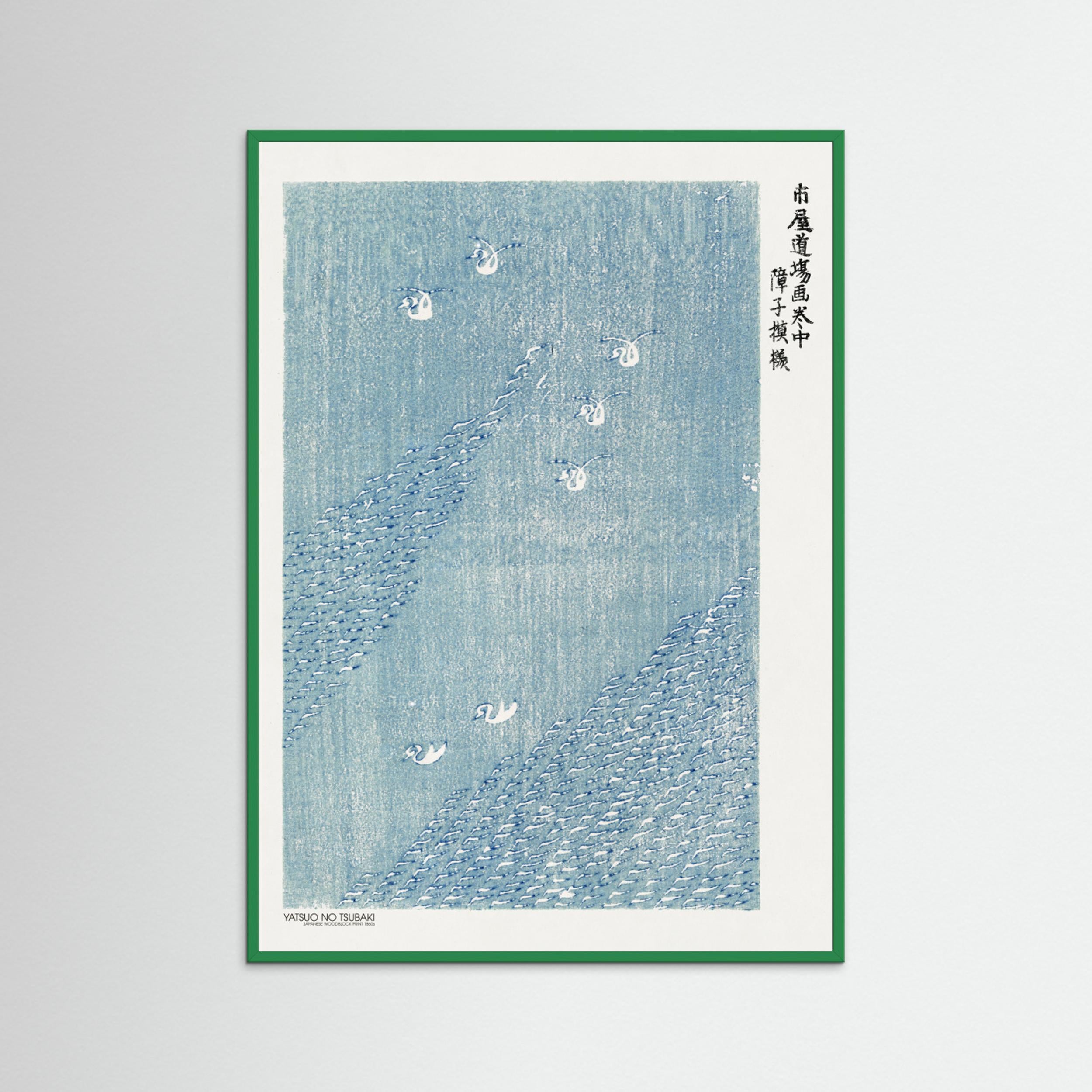 Woodblock Print Blue Fine Art Paper 