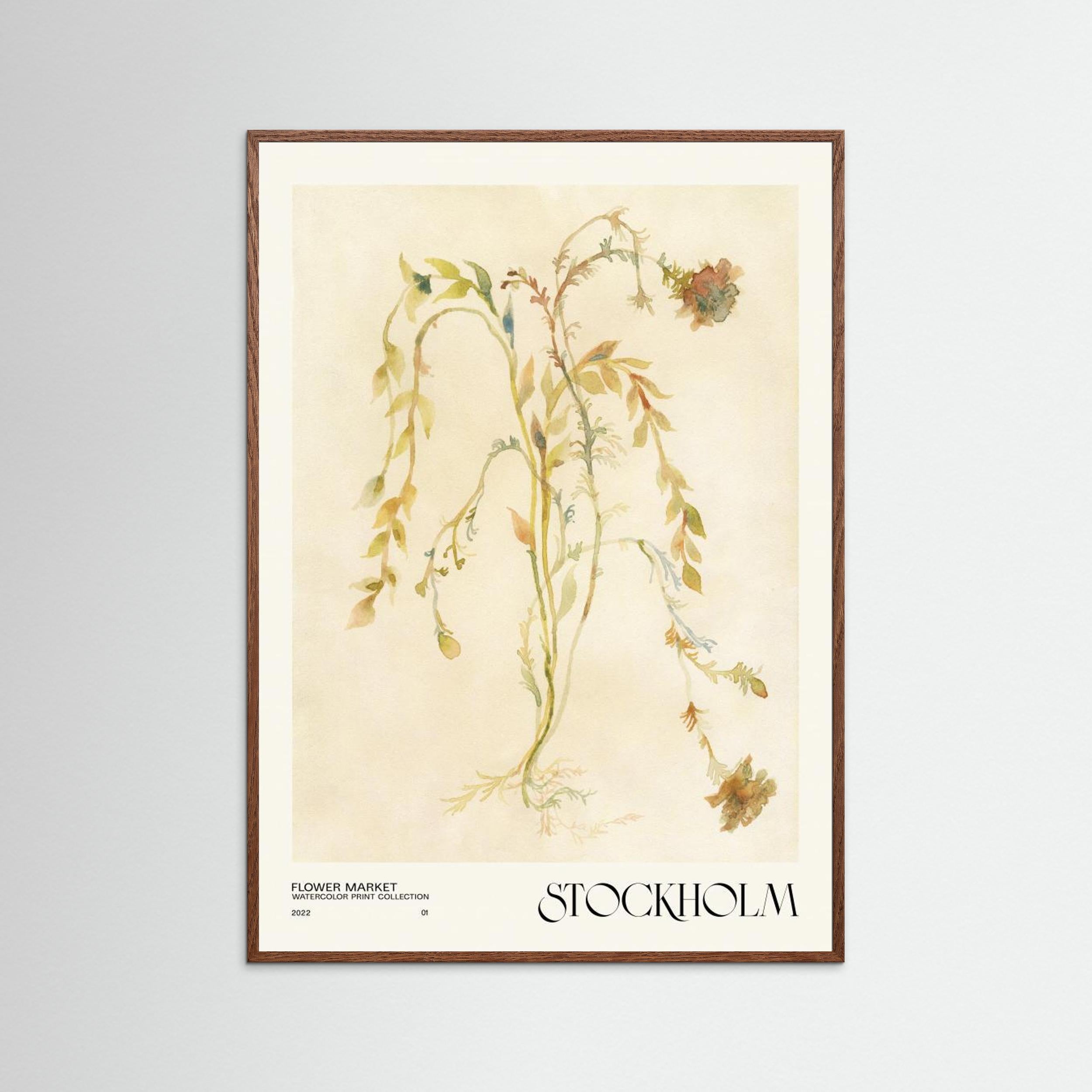 Watercolor print collection. Flower market - Stockholm by Nktn Fine Art Paper