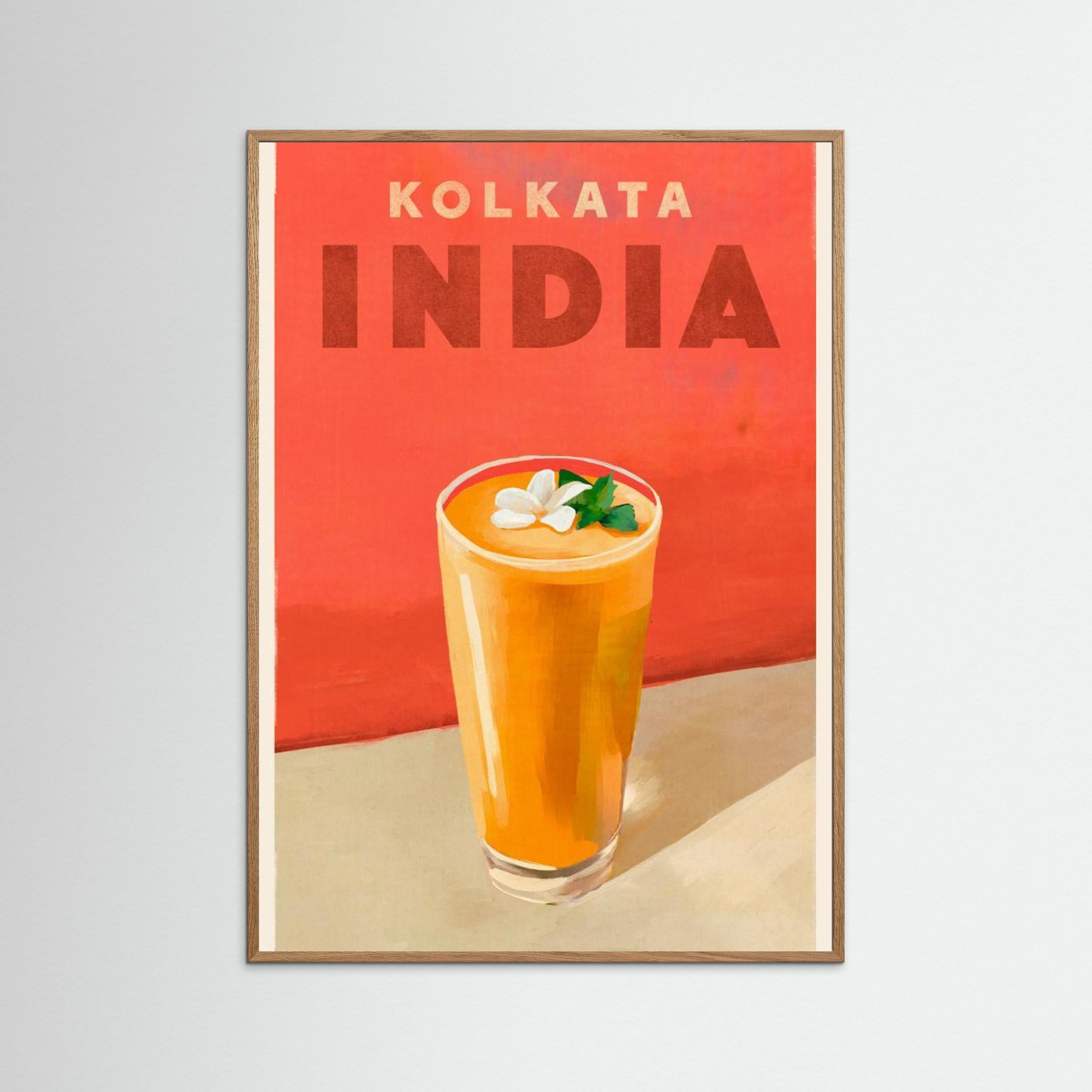 Travel Poster Cocktail Kolkata India by The Whiskey Ginger Fine Art Paper 
