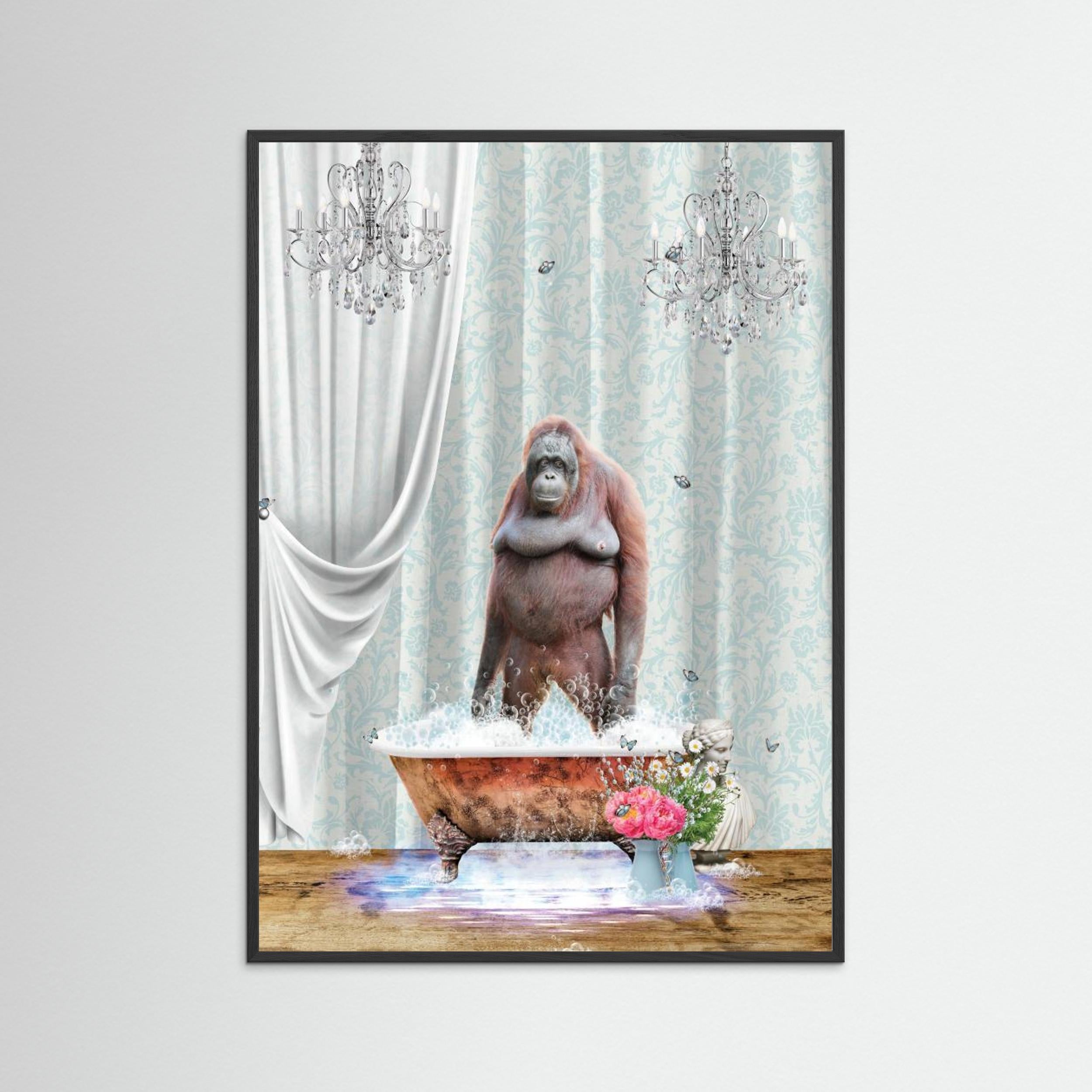Orangutan &amp; Bubbles by Sue Skellern Fine Art Paper 