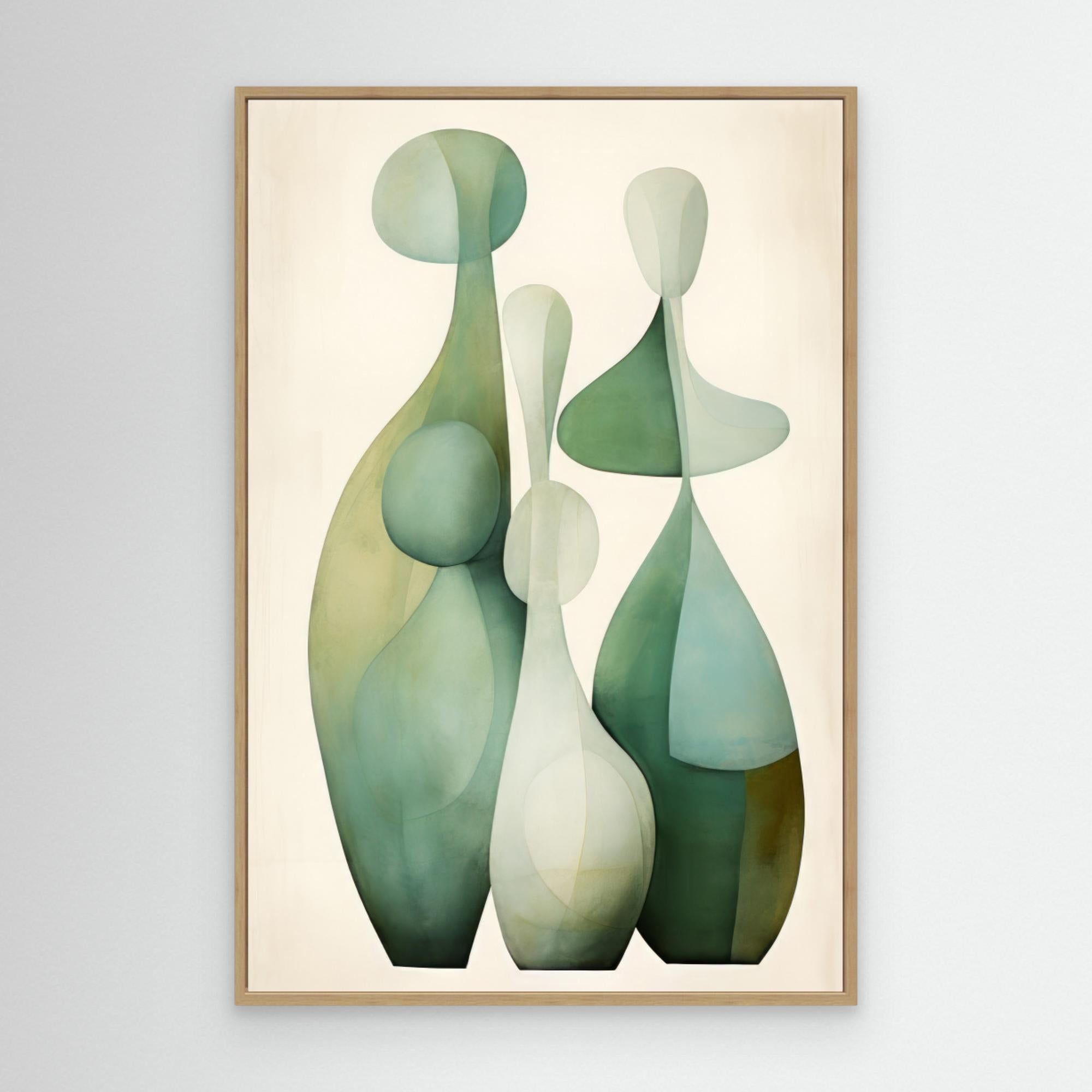 Green Beige Geo 5 by Bilge Paksoylu Canvas