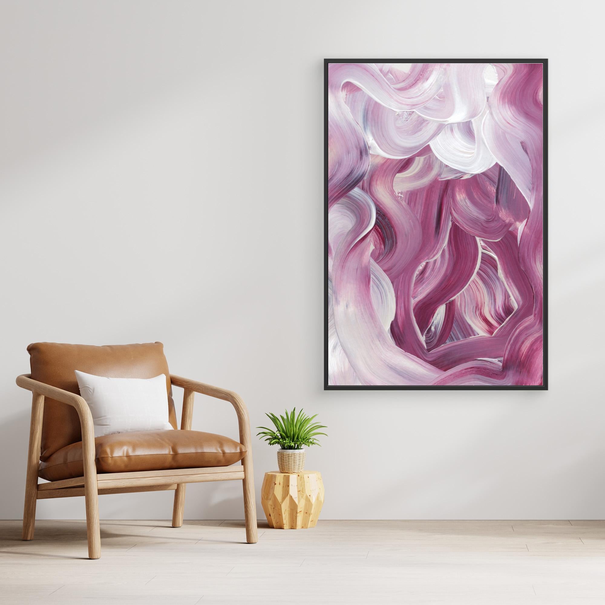 Expressive Pink and White Brushstrokes by Uplusmestudio