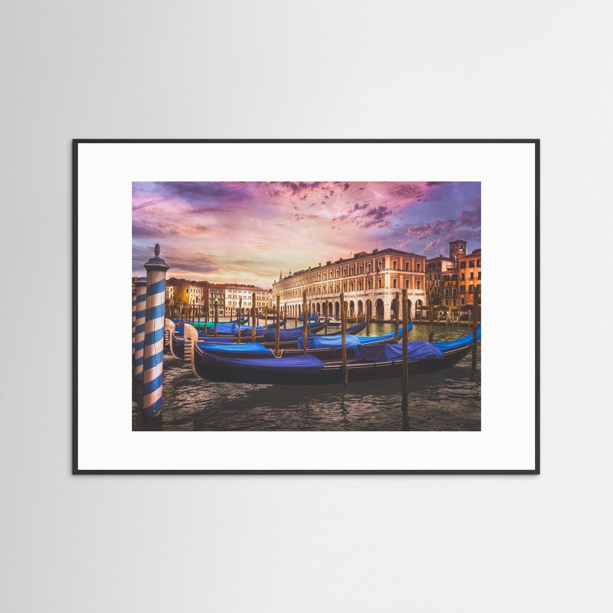 Gondolas of the Grand Canal by Miary Andria Fine Art Paper