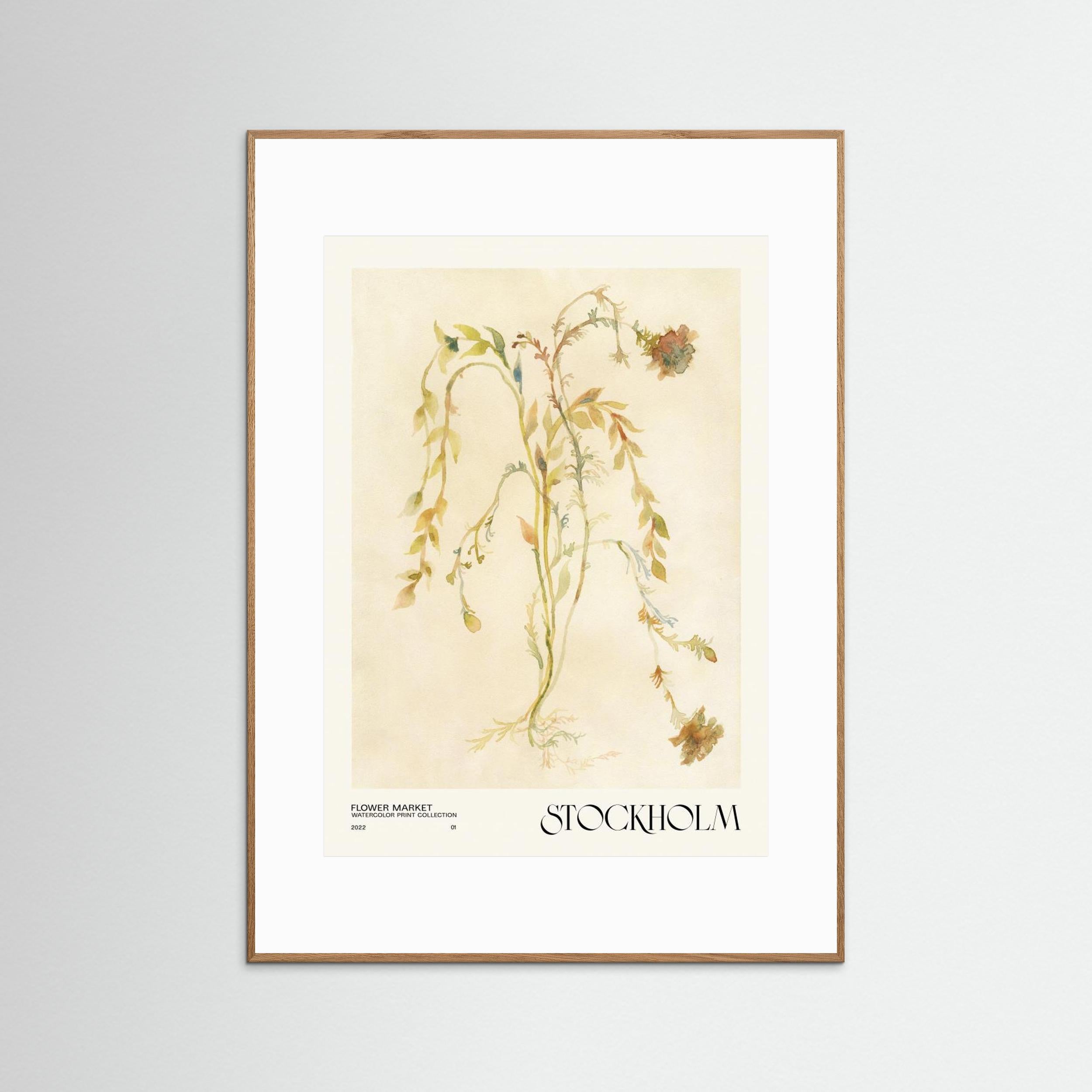 Watercolor print collection. Flower market - Stockholm by Nktn Fine Art Paper