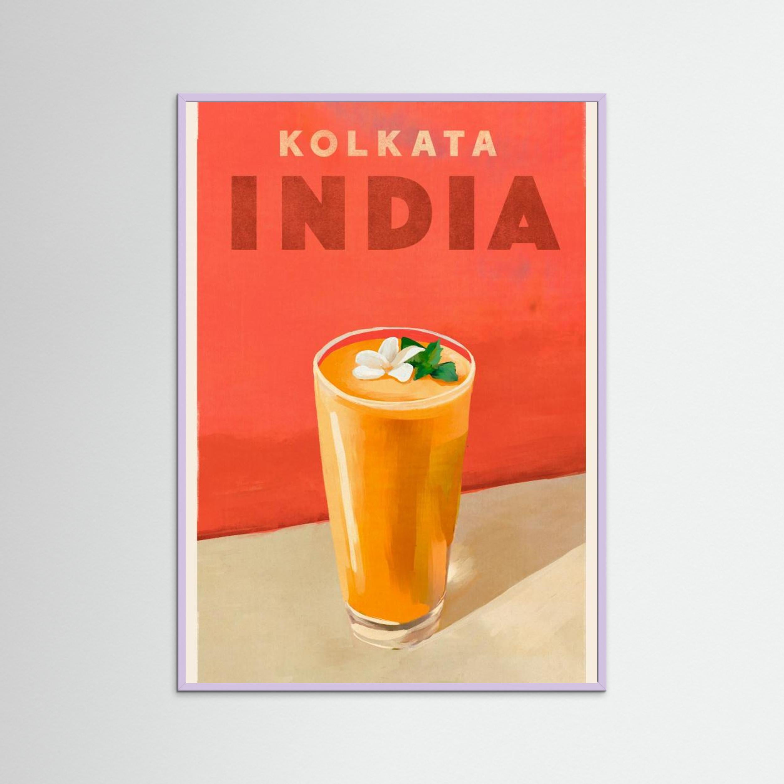 Travel Poster Cocktail Kolkata India by The Whiskey Ginger Fine Art Paper 