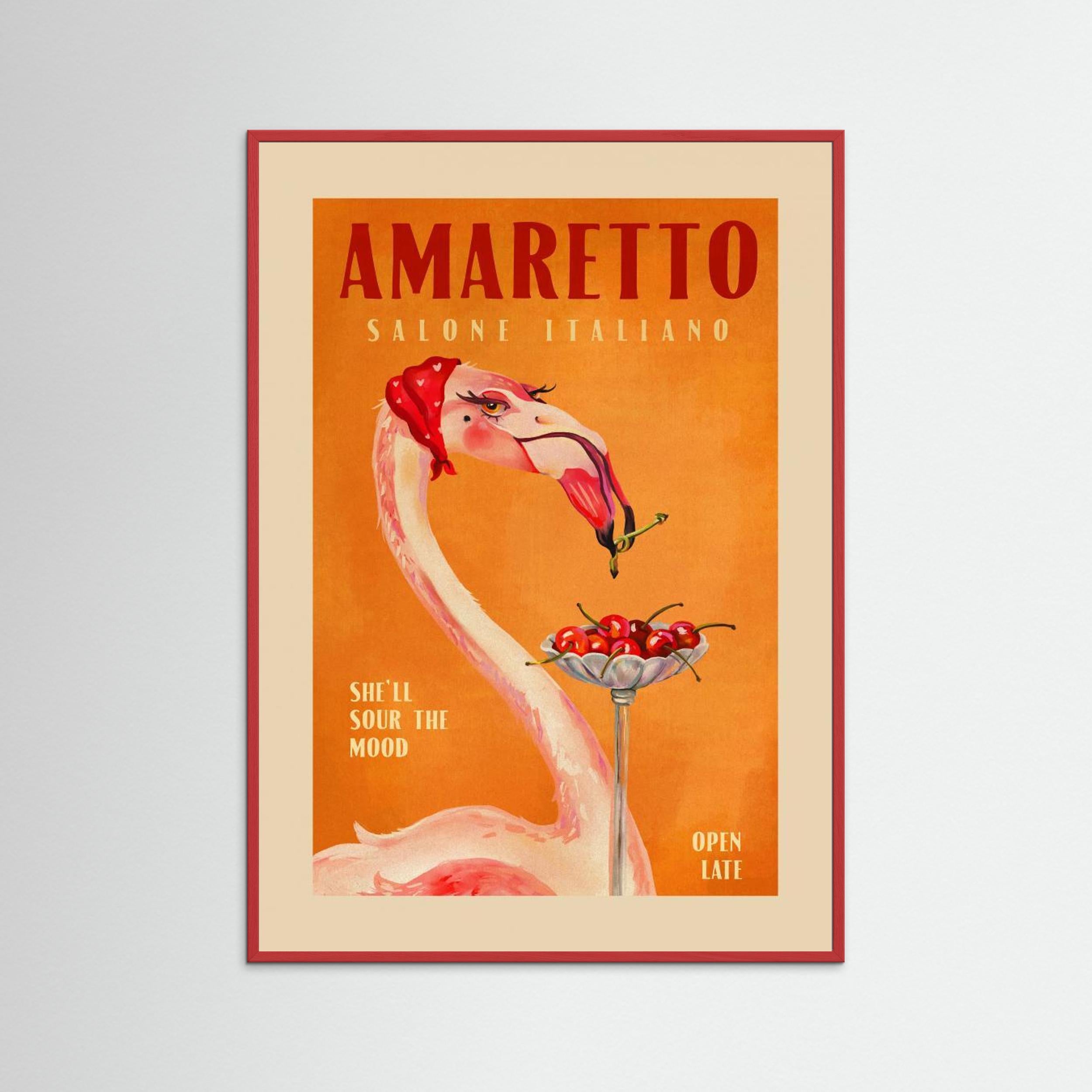 Amaretto Flamingo Art Deco Italian Cafe Travel A Fine Art Paper  by The Whiskey Ginger