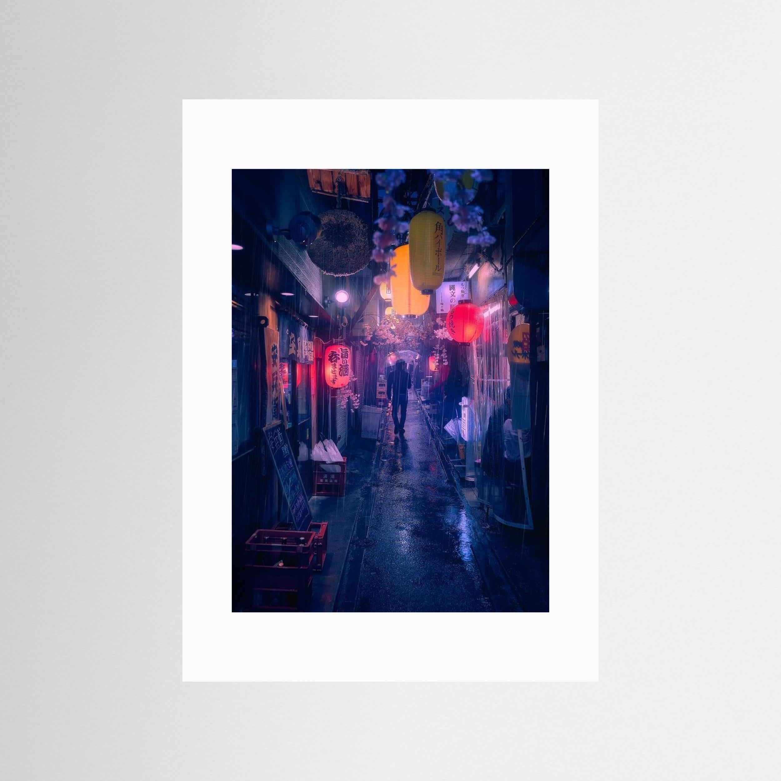 Tokyo Blue Rain by Javier De La Torre Fine Art Paper