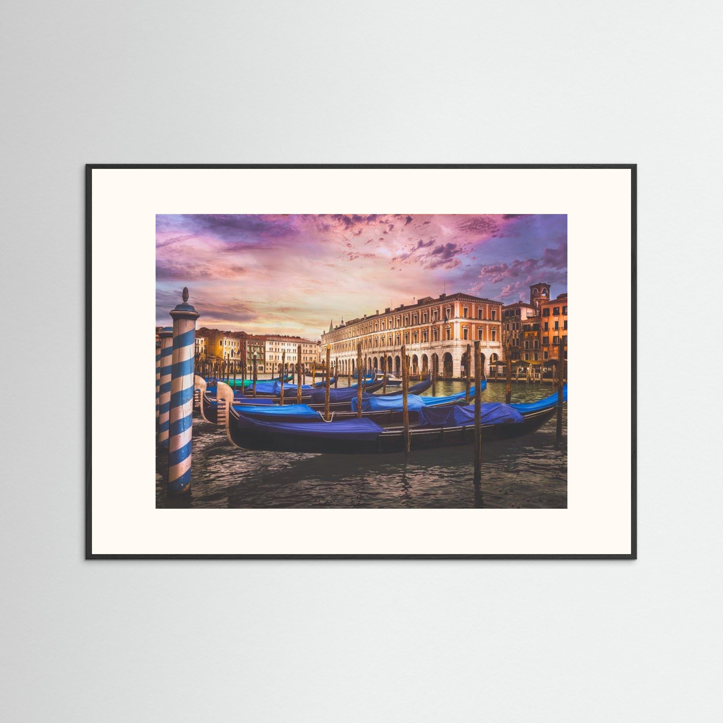 Gondolas of the Grand Canal by Miary Andria Fine Art Paper