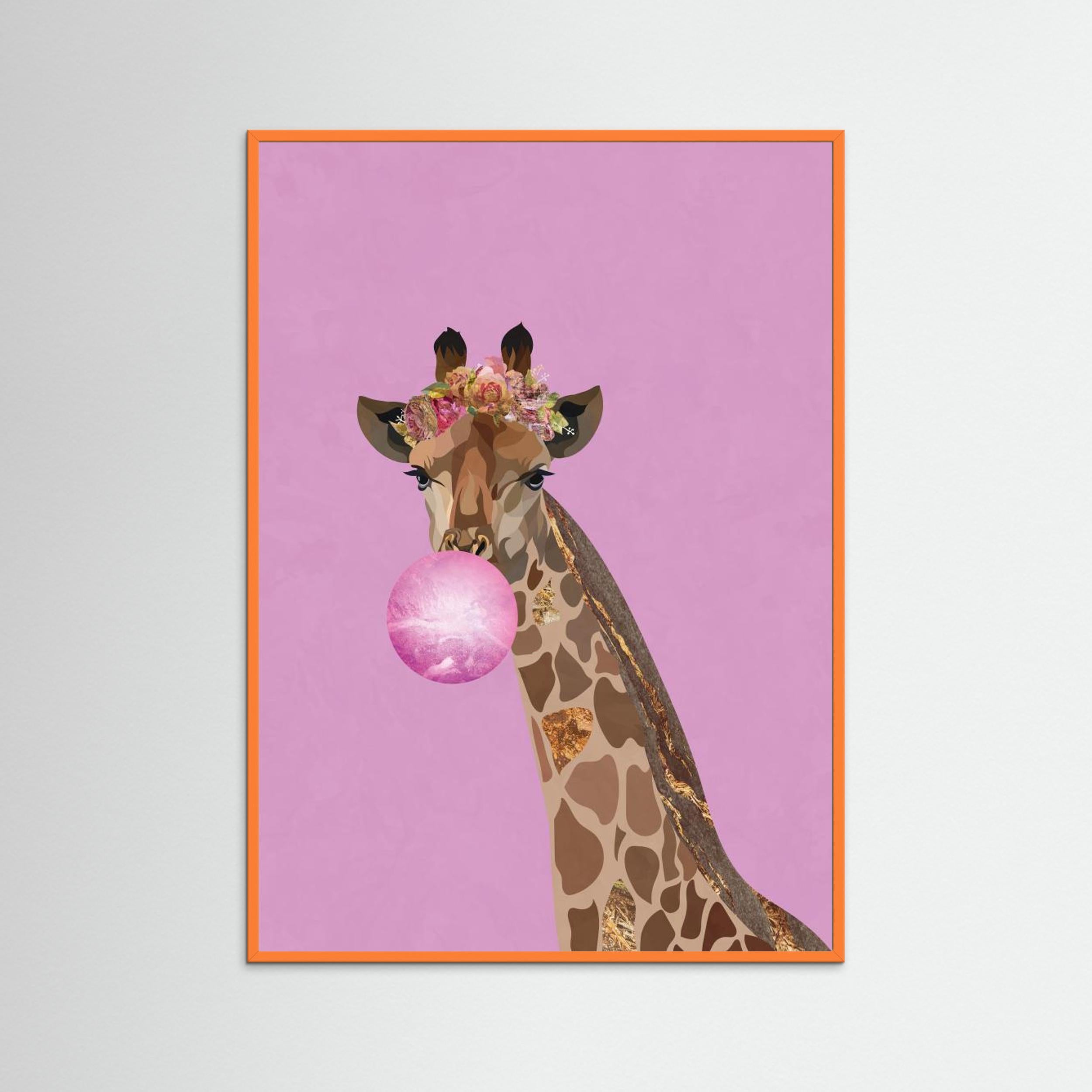 Giraffe pink bubblegum by Sarah Manovski Fine Art Paper