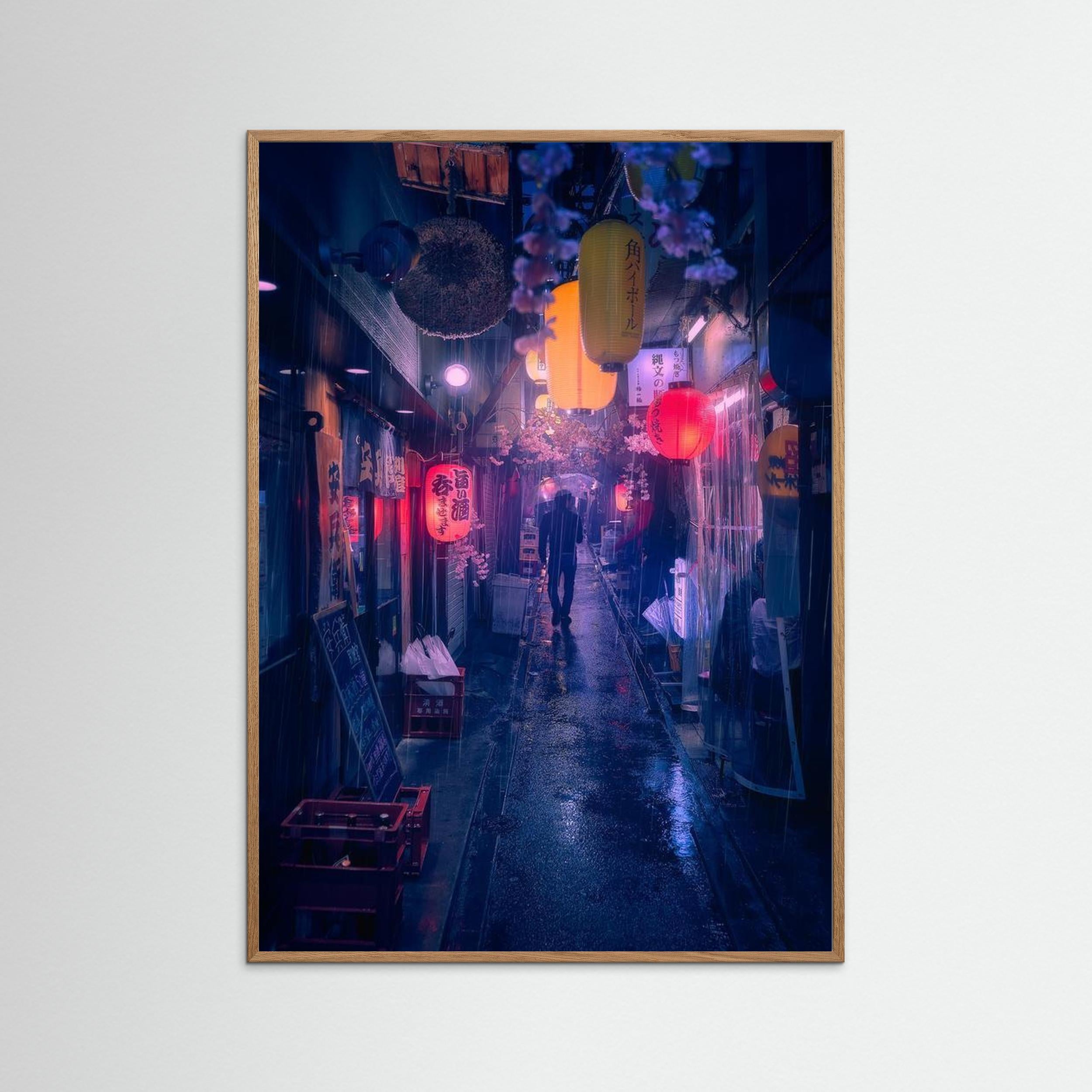 Tokyo Blue Rain by Javier De La Torre Fine Art Paper