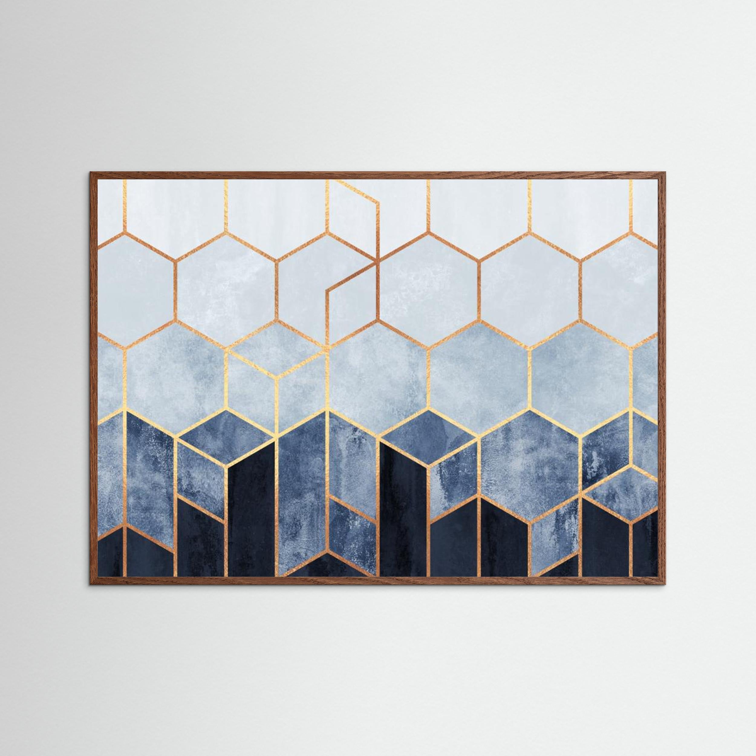 Soft Blue Hexagons by Elisabeth Fredriksson Fine Art Paper
