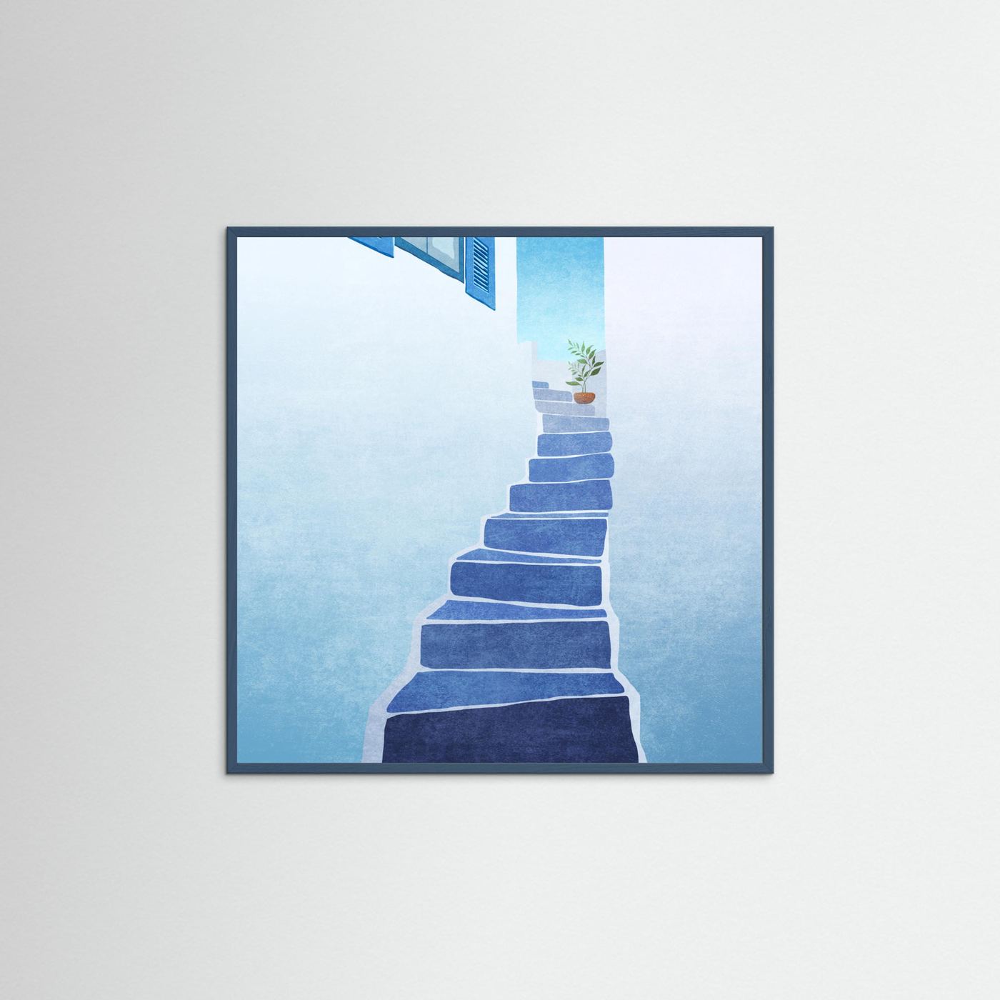 Greece Stairs by Emel Tunaboylu Fine Art Paper