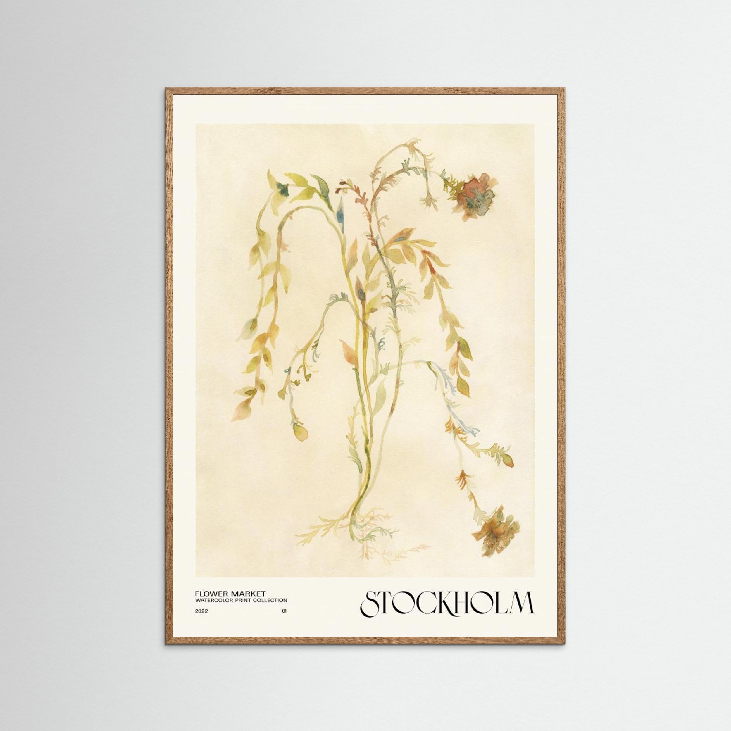 Watercolor print collection. Flower market - Stockholm by Nktn Fine Art Paper