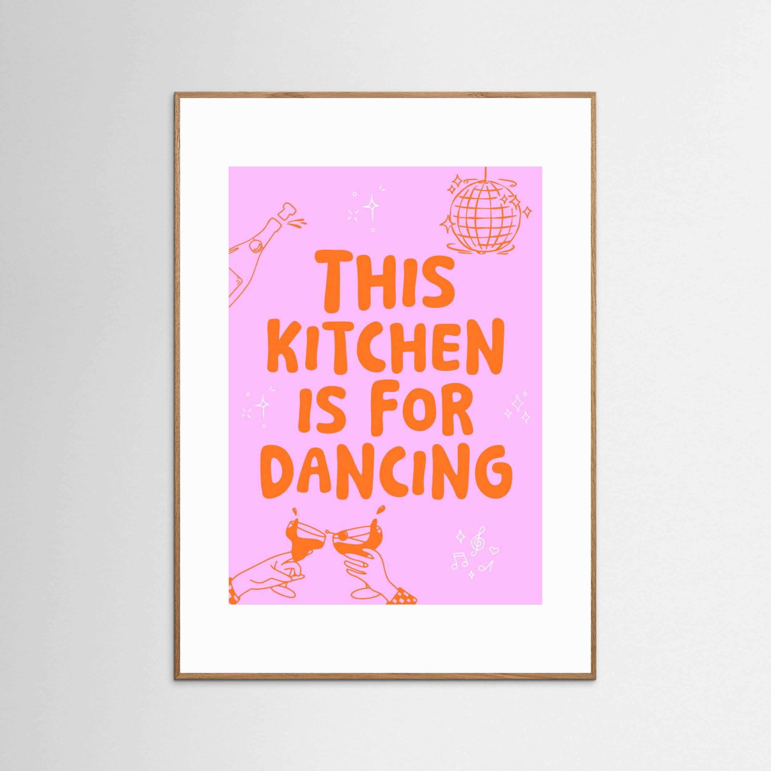 This kitchen is for dancing - pink/orange by Ohkimiko Fine Art Paper 