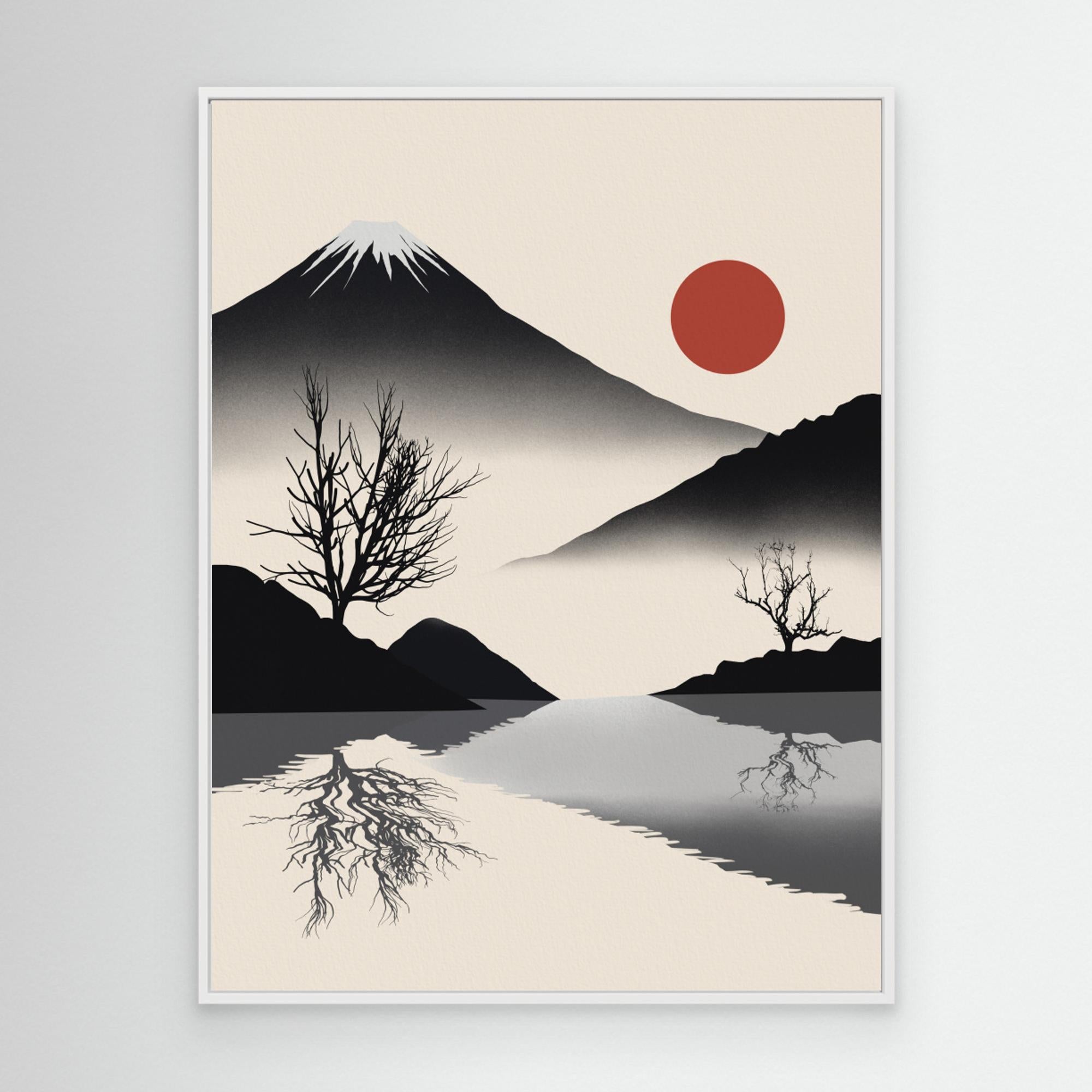 Zen landscape in black by Little Dean Canvas