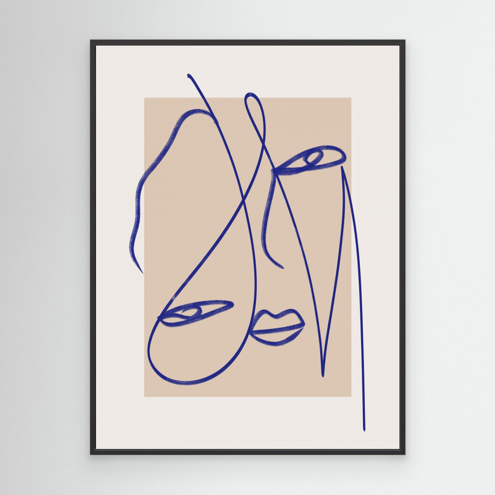 Abstract Blue Line Art by Little Dean Canvas